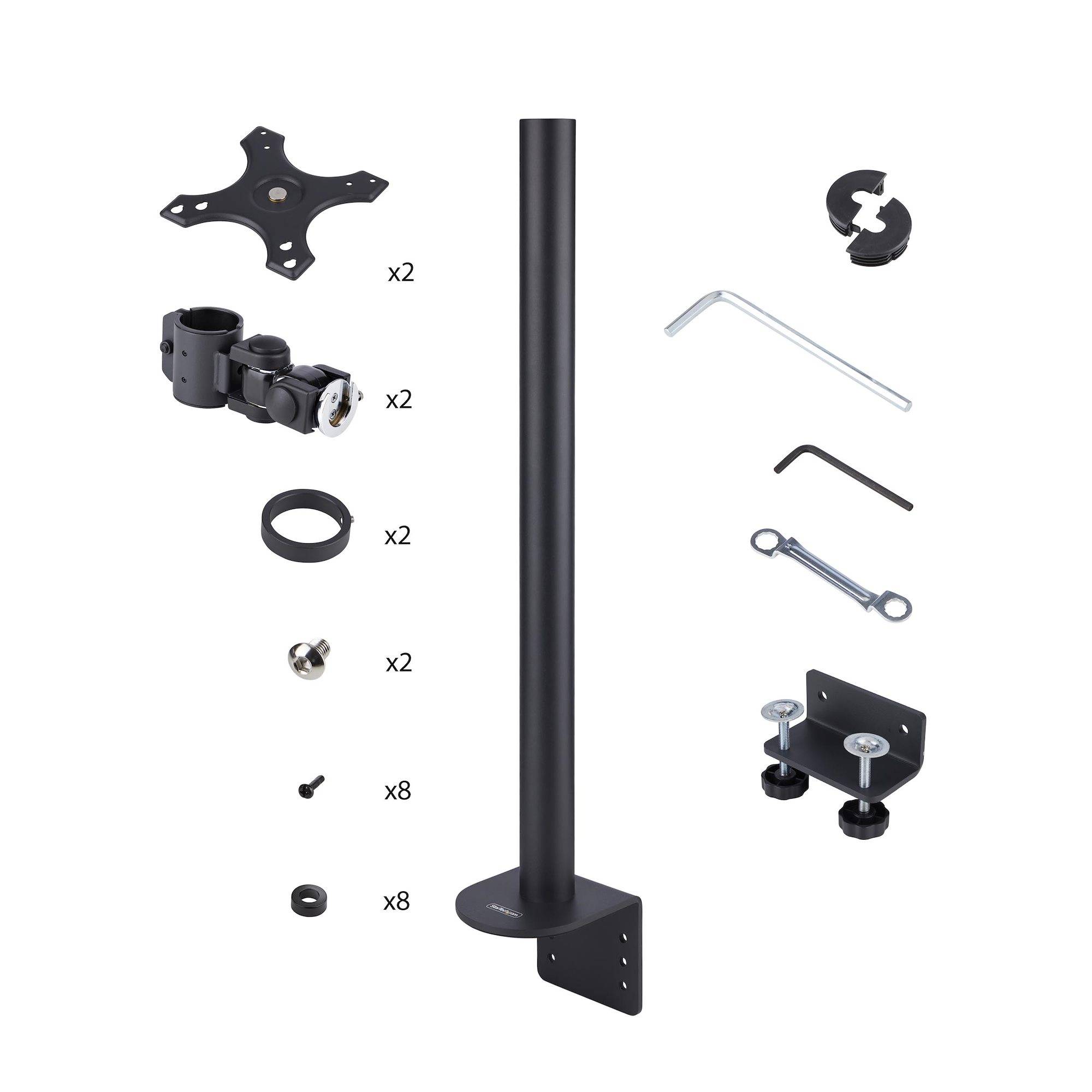 StarTech.com Monitorstandaard voor Twee Verticaal Gestapelde Schermen, Dual 49", Max 32kg, C-Klem, Quick-Release VESA Systeem, Widescreen 16:9/Ultrawide 32:9 display, TAA
