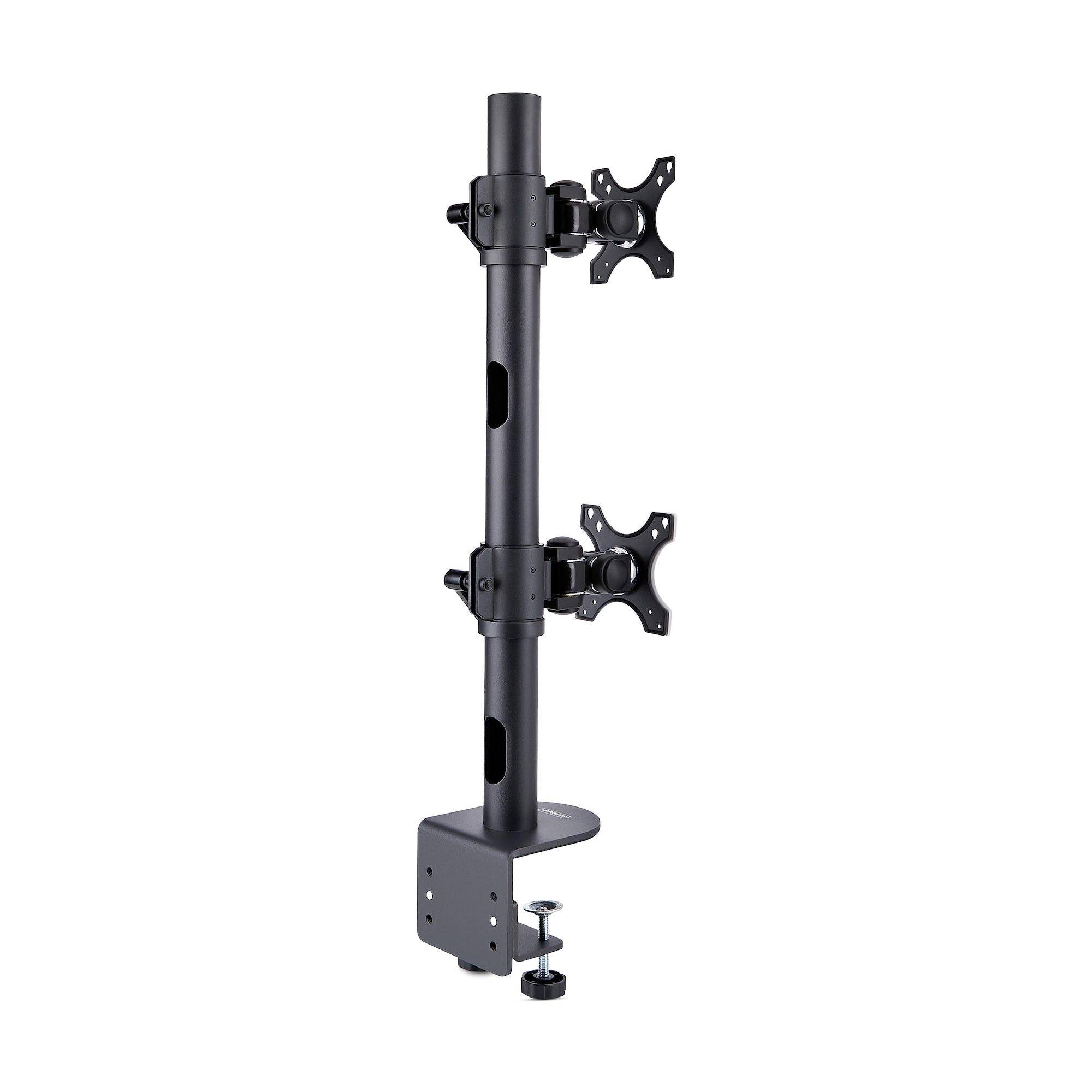 StarTech.com Monitorstandaard voor Twee Verticaal Gestapelde Schermen, Dual 49", Max 32kg, C-Klem, Quick-Release VESA Systeem, Widescreen 16:9/Ultrawide 32:9 display, TAA