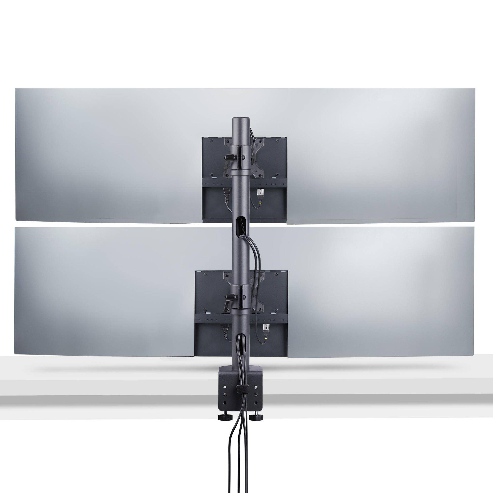 StarTech.com Monitorstandaard voor Twee Verticaal Gestapelde Schermen, Dual 49", Max 32kg, C-Klem, Quick-Release VESA Systeem, Widescreen 16:9/Ultrawide 32:9 display, TAA