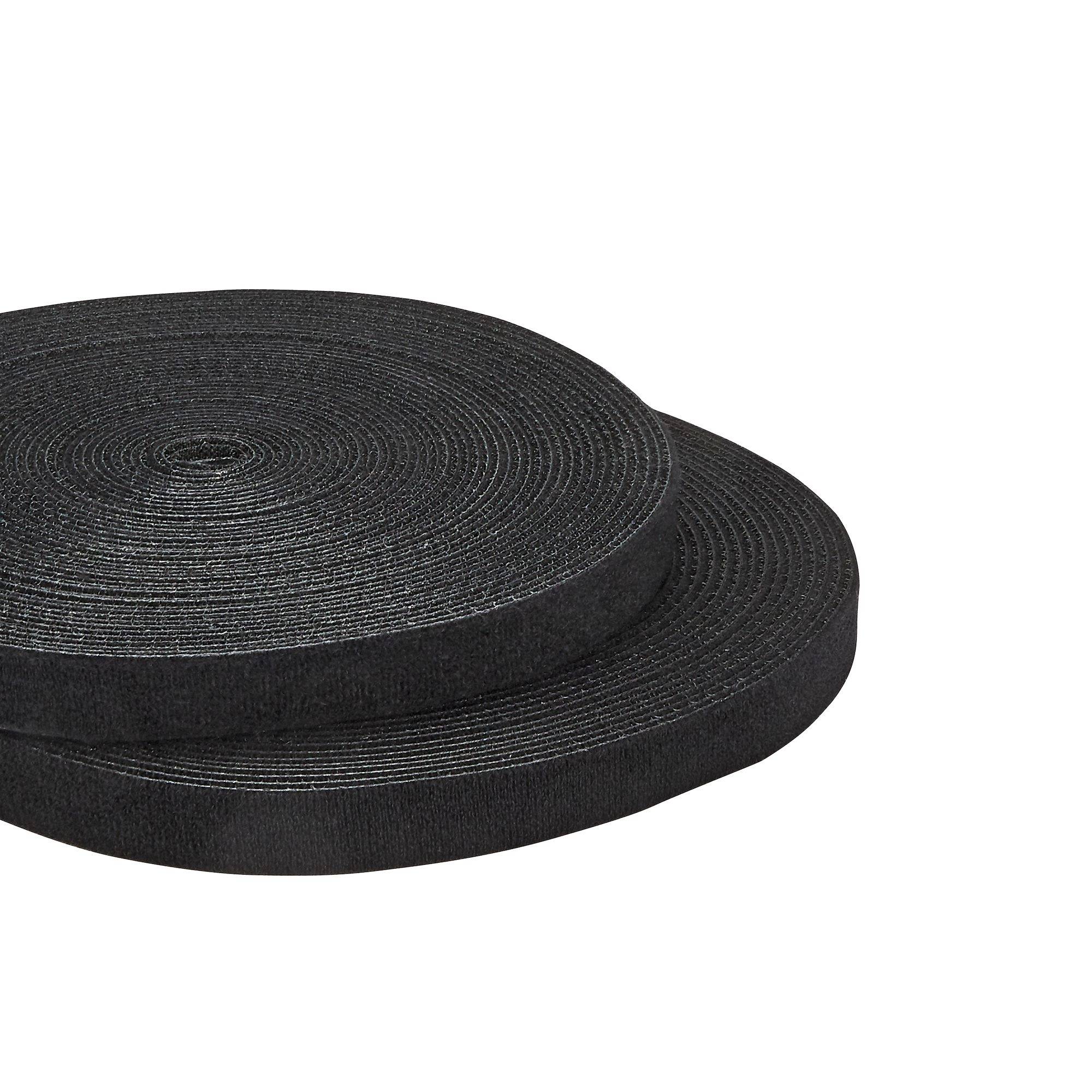 StarTech.com 30m Bulk Rol Klittenband - Op Maat te Knippen Herbruikbare Kabelbinders - Industriële Klitband Tape - Zelfklevende Klittenband Tyrap Strips - Zwart