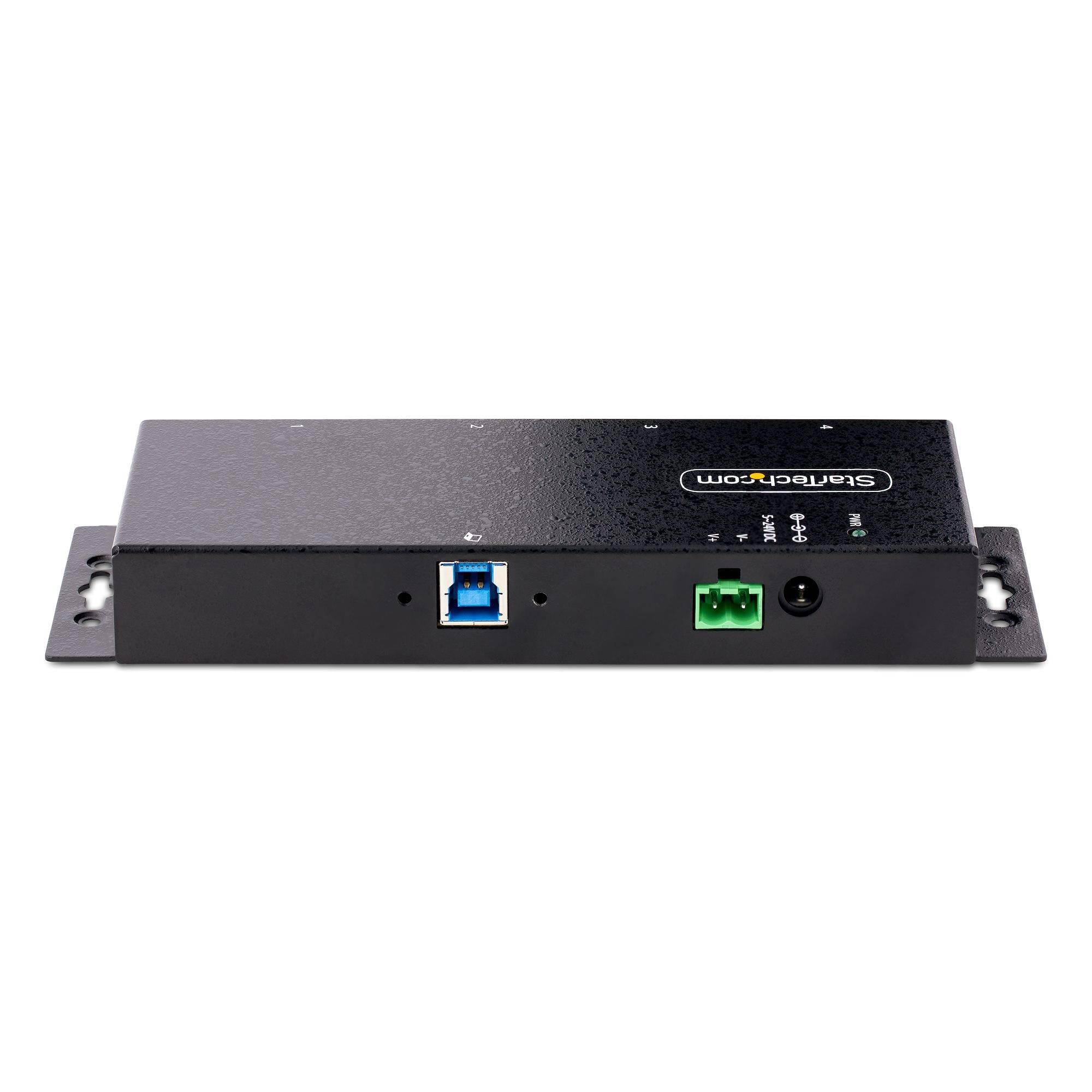StarTech.com 4-Port Industrial USB 3.0 Hub, 5Gbps, Rugged USB Hub met ESD en Overspanningsbeveiliging, DIN/Wand/Bureau Monteerbare USB-A Hub, USB Expander met Vergrendelbare Poorten, Heavy Duty