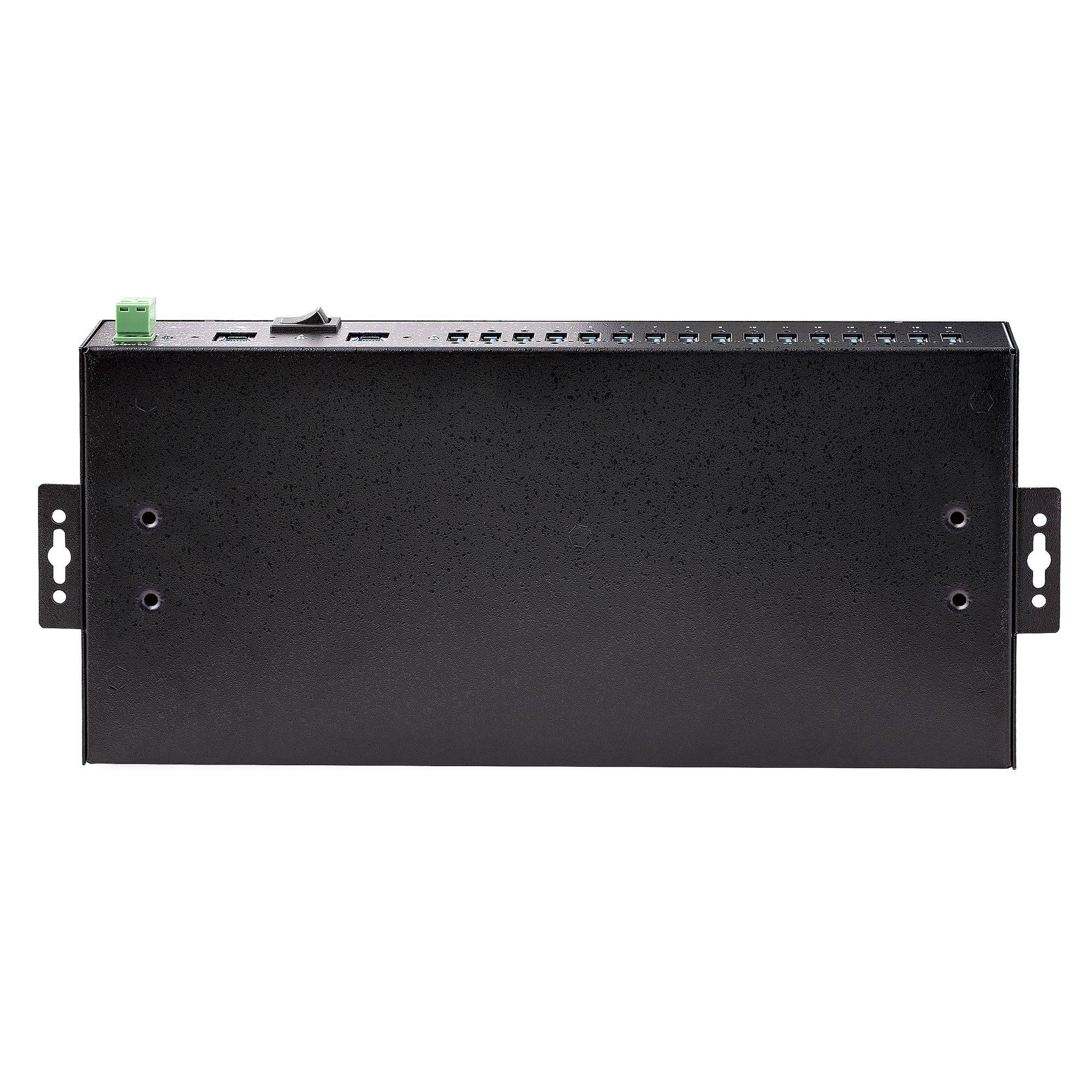 StarTech.com 16-Port Industrial USB 3.0 Hub, 5Gbps, Staal, DIN/Wand/Rack Monteerbaar, ESD Beveiliging, Terminal Block Voeding, Tot 120W Gedeelde USB Charging, Dual-Host Hub/Switch