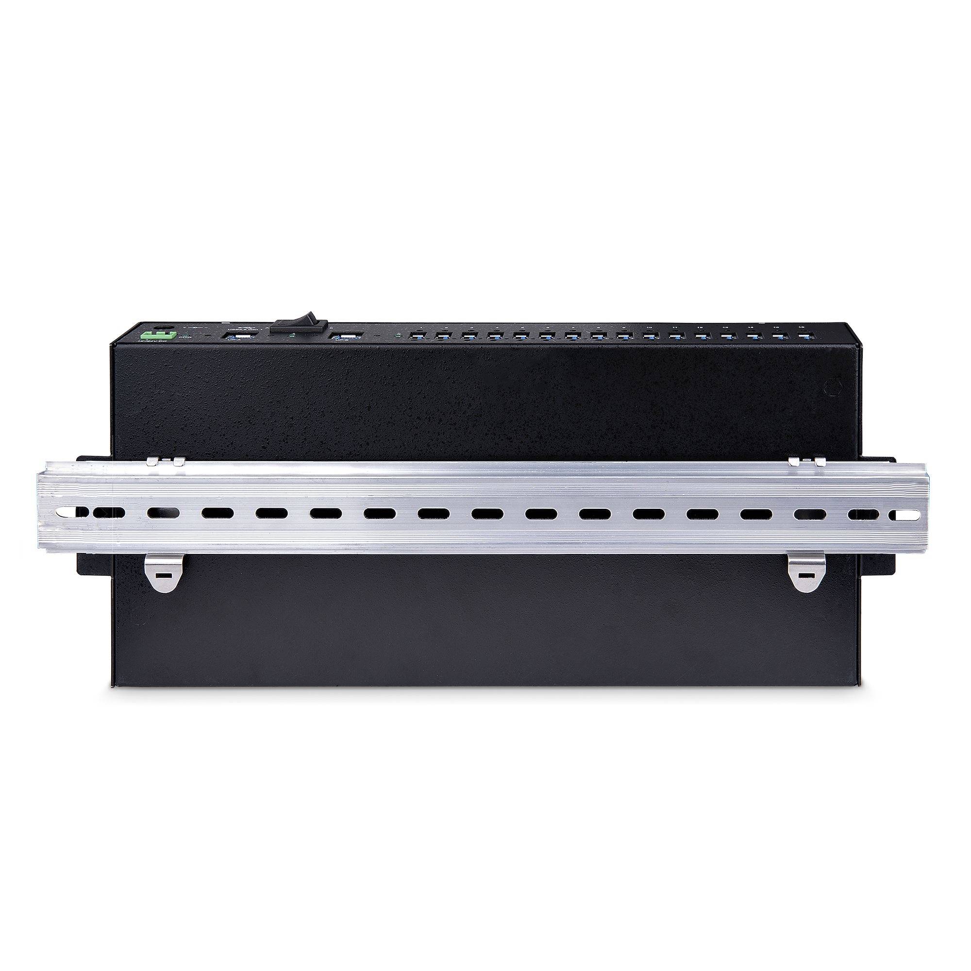 StarTech.com 16-Port Industrial USB 3.0 Hub, 5Gbps, Staal, DIN/Wand/Rack Monteerbaar, ESD Beveiliging, Terminal Block Voeding, Tot 120W Gedeelde USB Charging, Dual-Host Hub/Switch