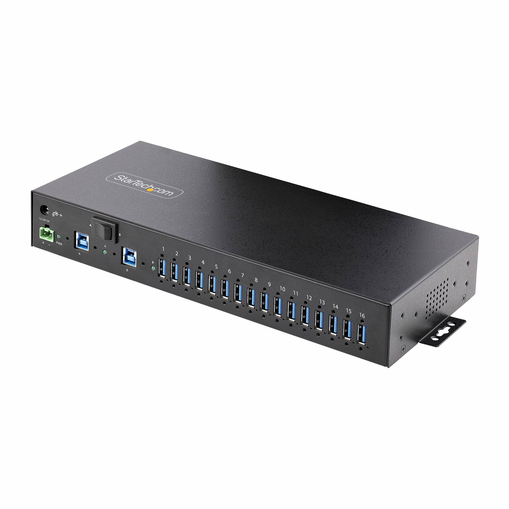 StarTech.com 16-Port Industriële USB Hub met Power Adapter, 5Gbps, Metalen Behuizing, Monteerbaar, ESD Bescherming, Terminal Block Voeding, USB Charging, Dual-Host Switch