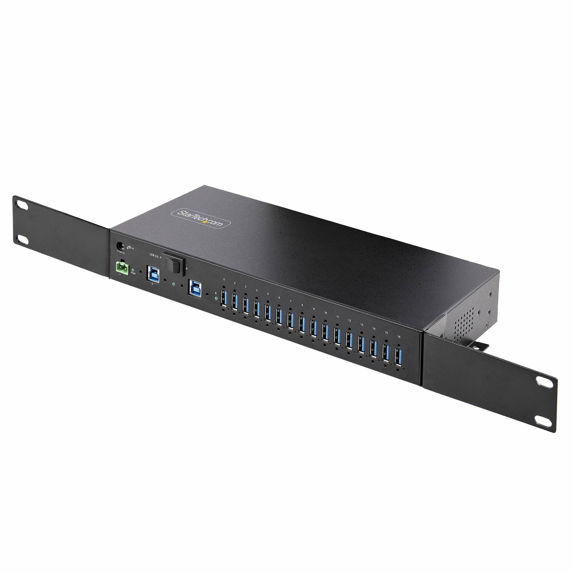 StarTech.com 16-Port Industriële USB Hub met Power Adapter, 5Gbps, Metalen Behuizing, Monteerbaar, ESD Bescherming, Terminal Block Voeding, USB Charging, Dual-Host Switch