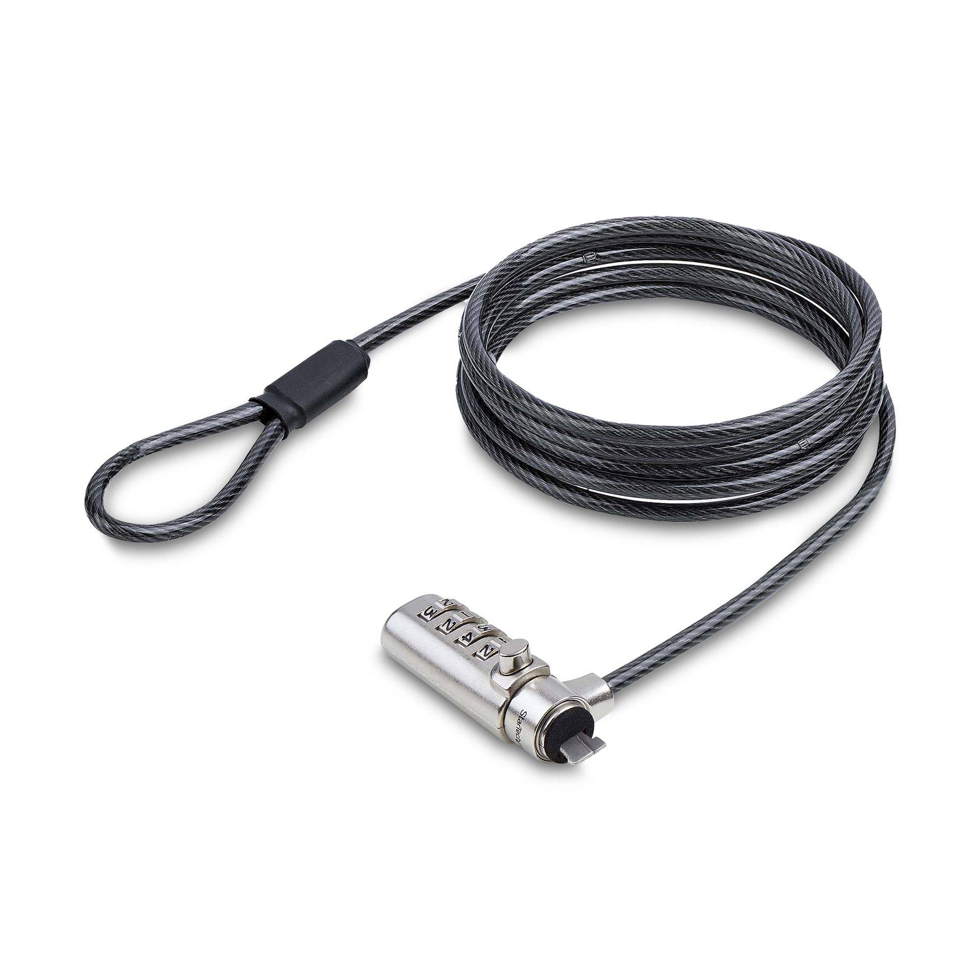 StarTech.com Dun K-Slot Compatibel Laptop Kabelslot, 1,5m Laptop Beveiligingskabel, Anti-Diefstal Slot voor Laptop/Notebook, Snijbestendige Kabel, 4-Cijferslot