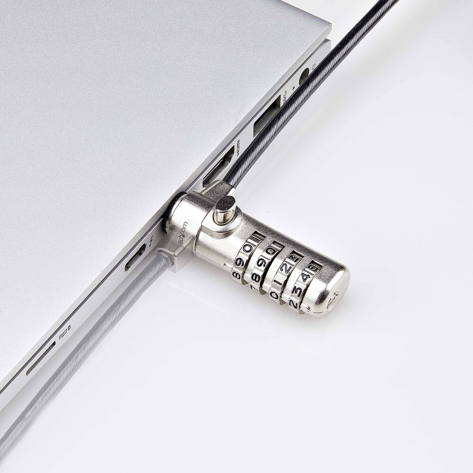 StarTech.com Dun K-Slot Compatibel Laptop Kabelslot, 1,5m Laptop Beveiligingskabel, Anti-Diefstal Slot voor Laptop/Notebook, Snijbestendige Kabel, 4-Cijferslot