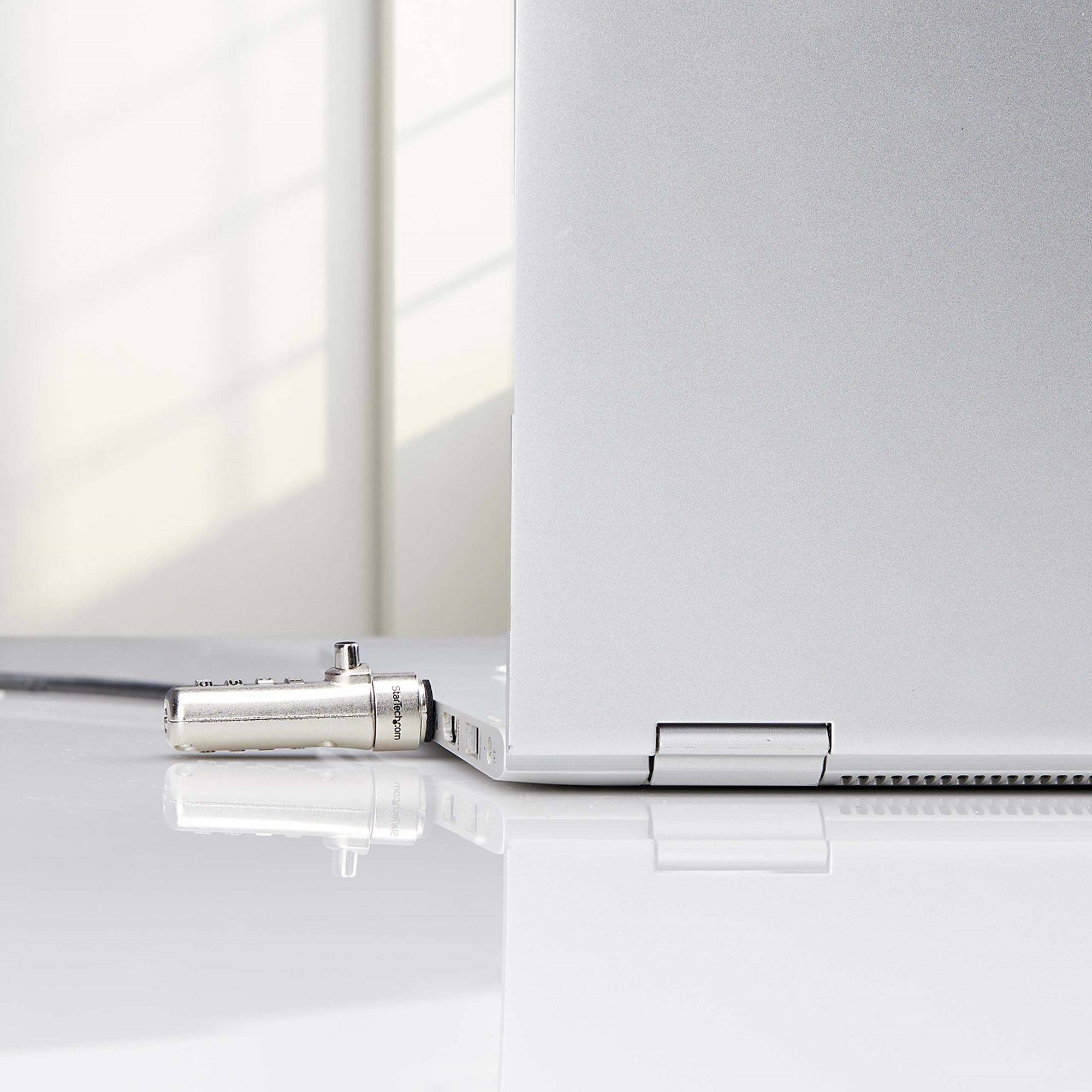 StarTech.com Dun K-Slot Compatibel Laptop Kabelslot, 1,5m Laptop Beveiligingskabel, Anti-Diefstal Slot voor Laptop/Notebook, Snijbestendige Kabel, 4-Cijferslot