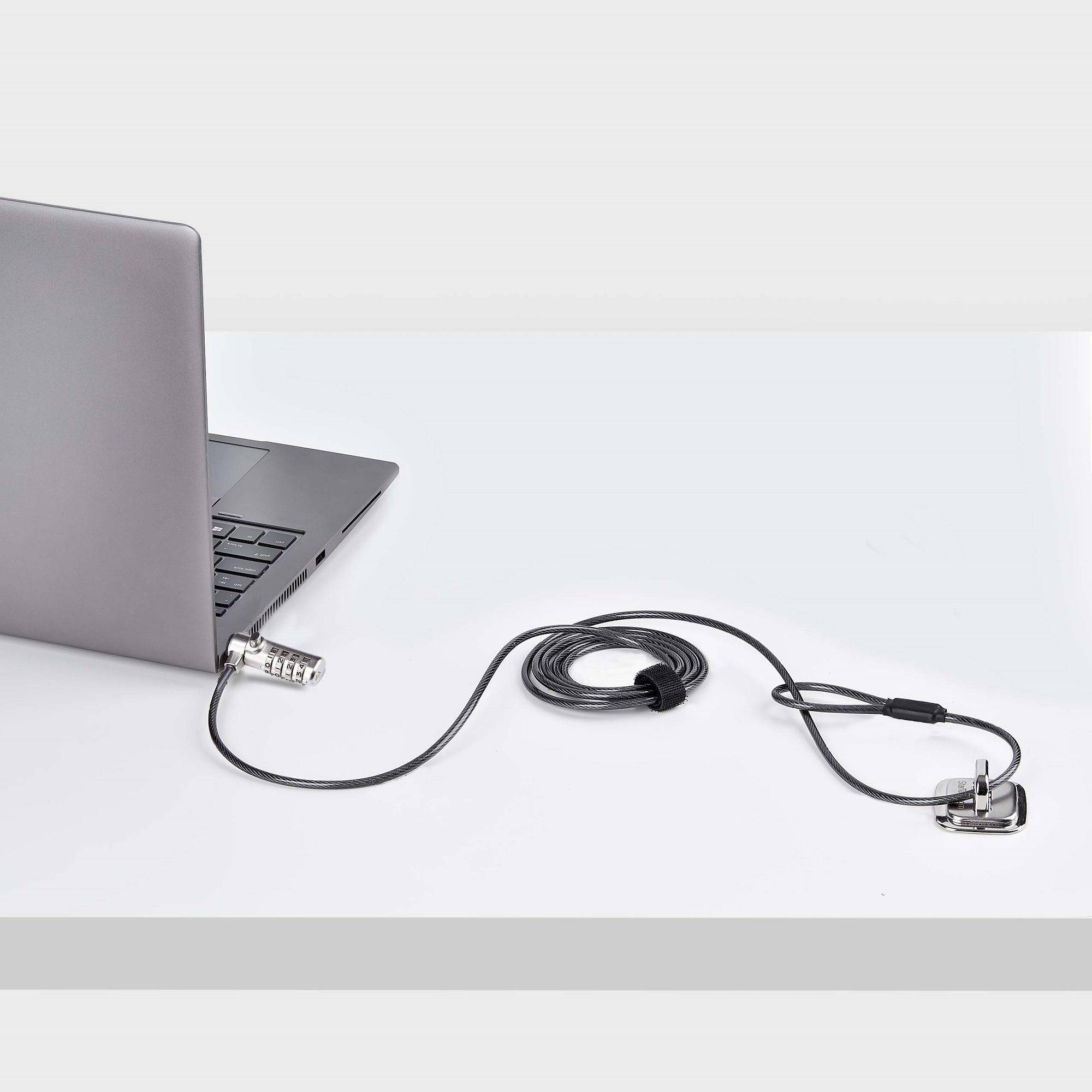StarTech.com Dun K-Slot Compatibel Laptop Kabelslot, 1,5m Laptop Beveiligingskabel, Anti-Diefstal Slot voor Laptop/Notebook, Snijbestendige Kabel, 4-Cijferslot