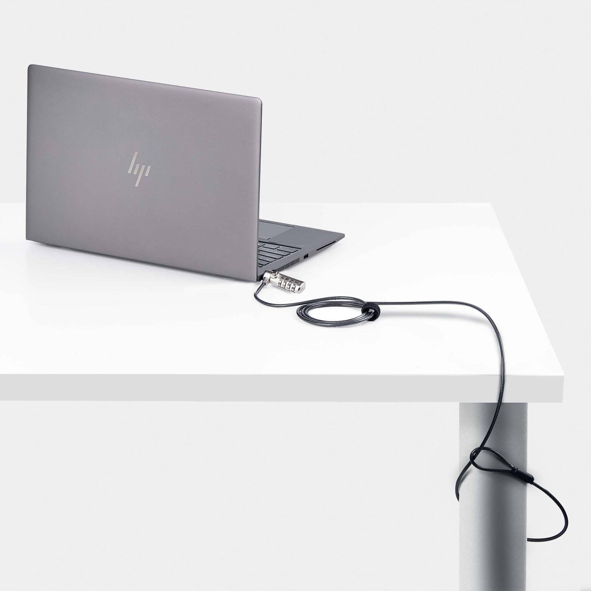StarTech.com Dun K-Slot Compatibel Laptop Kabelslot, 1,5m Laptop Beveiligingskabel, Anti-Diefstal Slot voor Laptop/Notebook, Snijbestendige Kabel, 4-Cijferslot