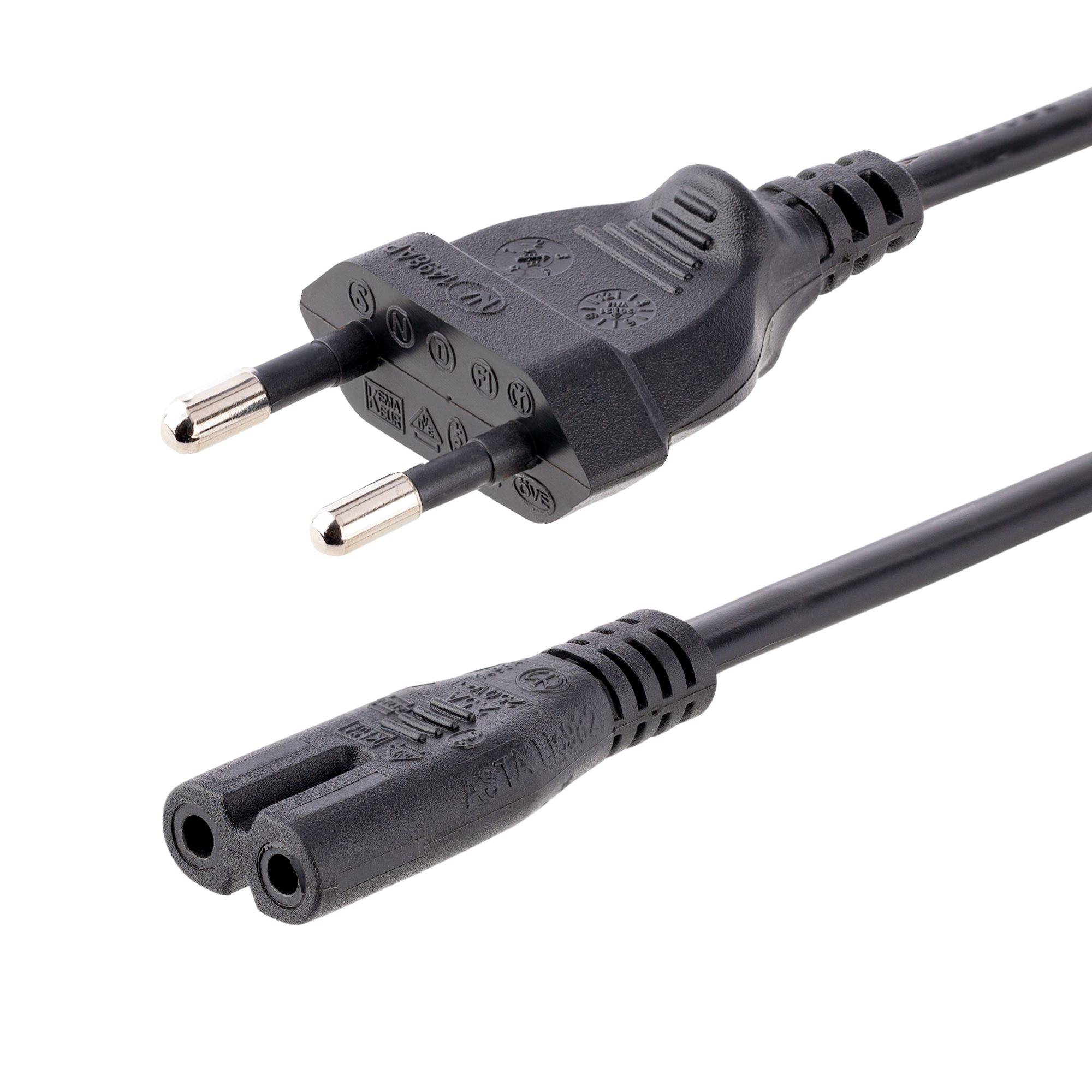 StarTech.com 2m Laptop Stroomkabel, EU Plug naar C7, 2.5A 250V, 18AWG, Laptop Vervangkabel, Printer Voedingkabel, Laptop Lader Kabel / Laadkabel, UL-Listed