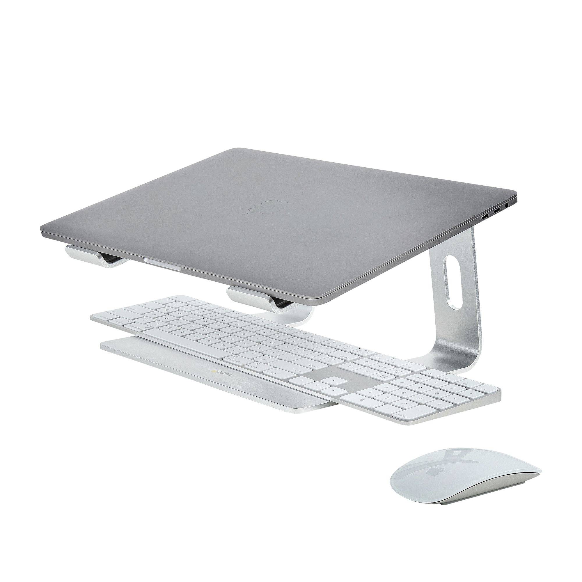 StarTech.com Laptop Standaard Bureau, Aluminum, Zilver, Max 5kg, Ergonomische Laptopstandaard, Draagbare Laptop Verhoger, Notebook Computer Stand voor Macbook Air/Pro, Dell XPS, Lenovo