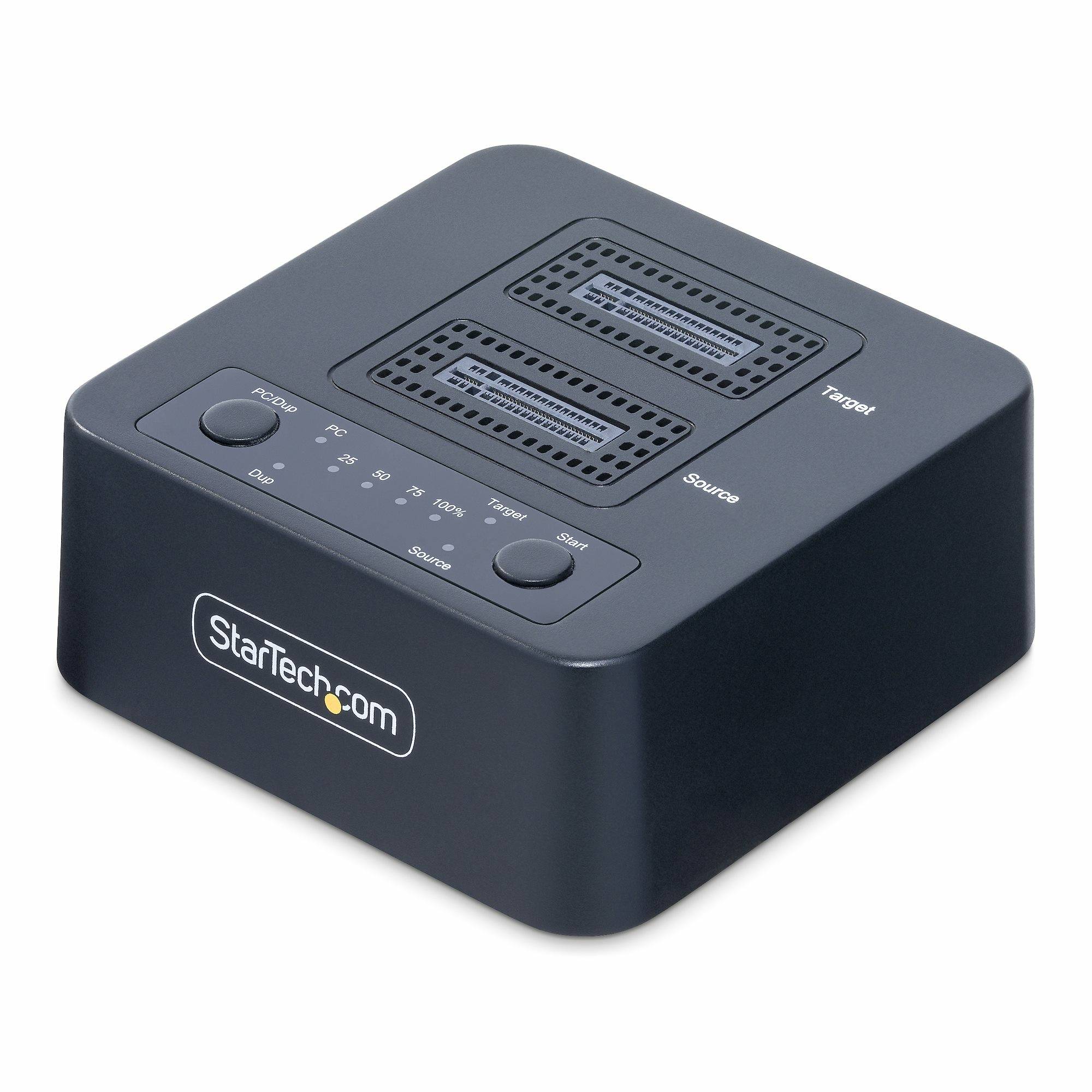 StarTech.com 1:1 M.2 NVMe Drive Duplicator, Standalone M.2 SSD Cloner/Copier tot 90GBpm, USB 3.2 20Gbps Dual-Bay M.2 Drive Dock, Inclusief USB-C/A Kabels