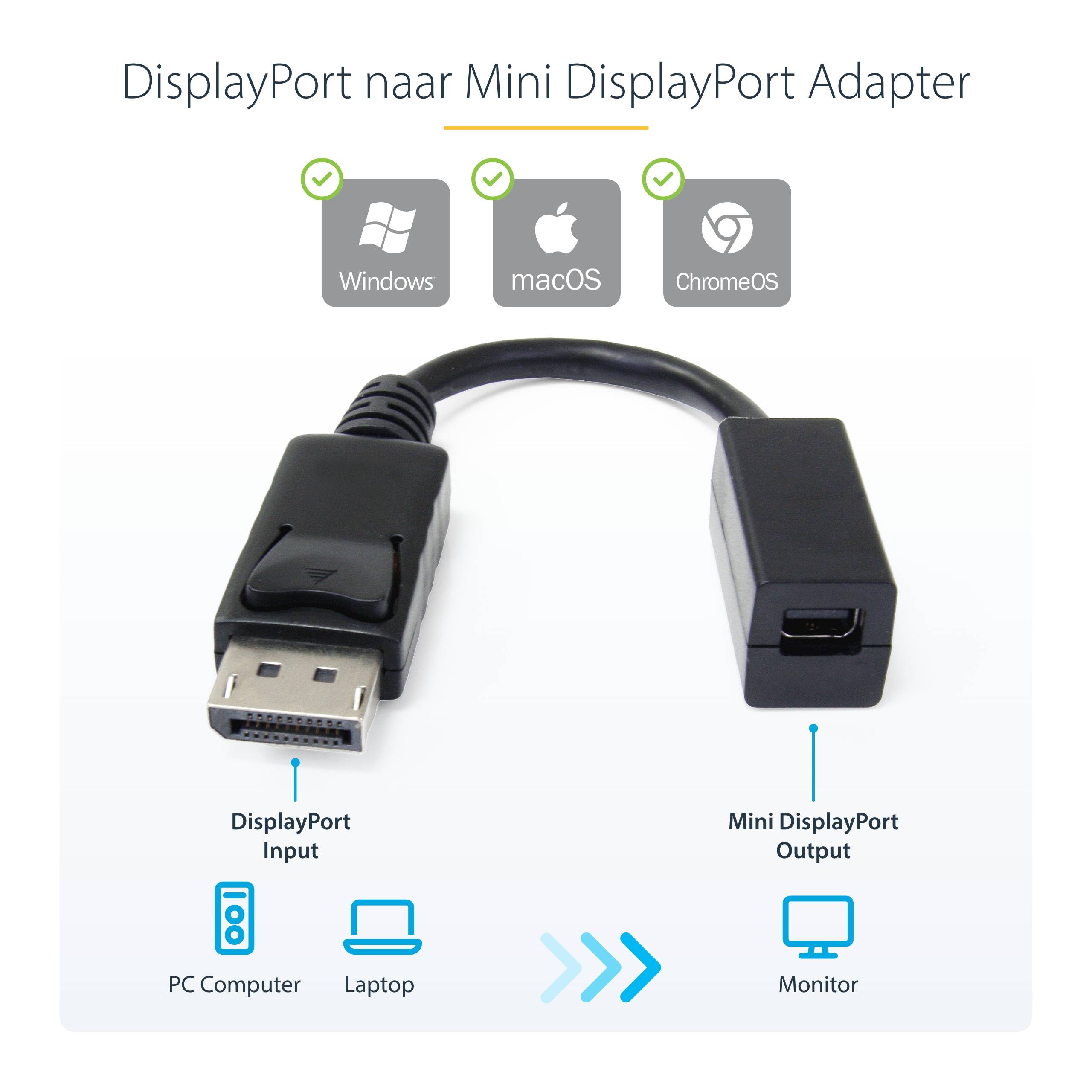 StarTech.com 15cm DisplayPort naar Mini DisplayPort Kabel - 4K x 2K UHD Video - DisplayPort Male naar Mini DisplayPort Female Adapter Kabel - DP Computer naar mDP 1.2 Monitor/Scherm