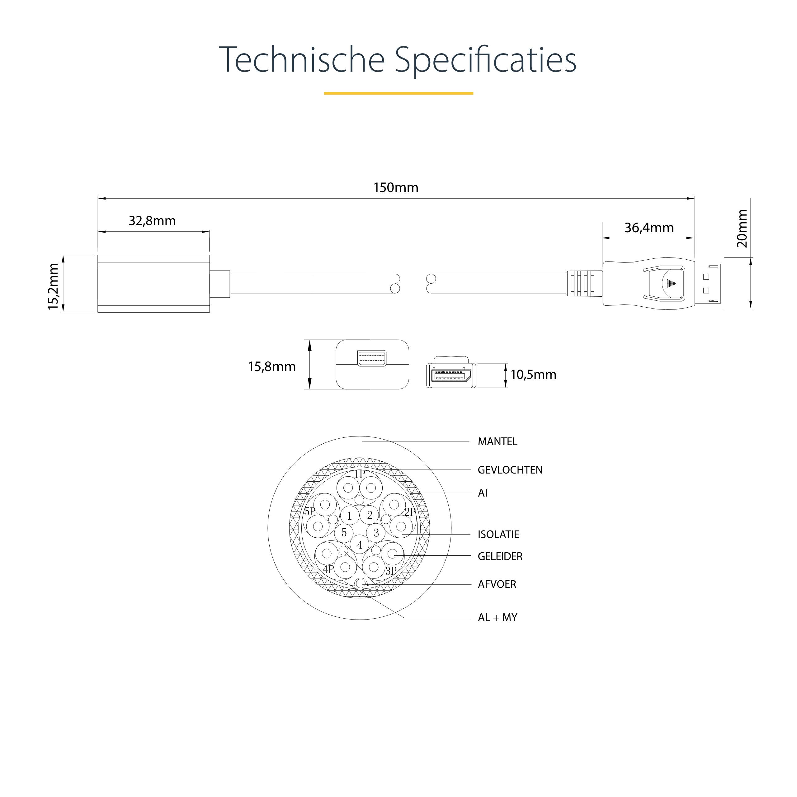 StarTech.com 15cm DisplayPort naar Mini DisplayPort Kabel - 4K x 2K UHD Video - DisplayPort Male naar Mini DisplayPort Female Adapter Kabel - DP Computer naar mDP 1.2 Monitor/Scherm