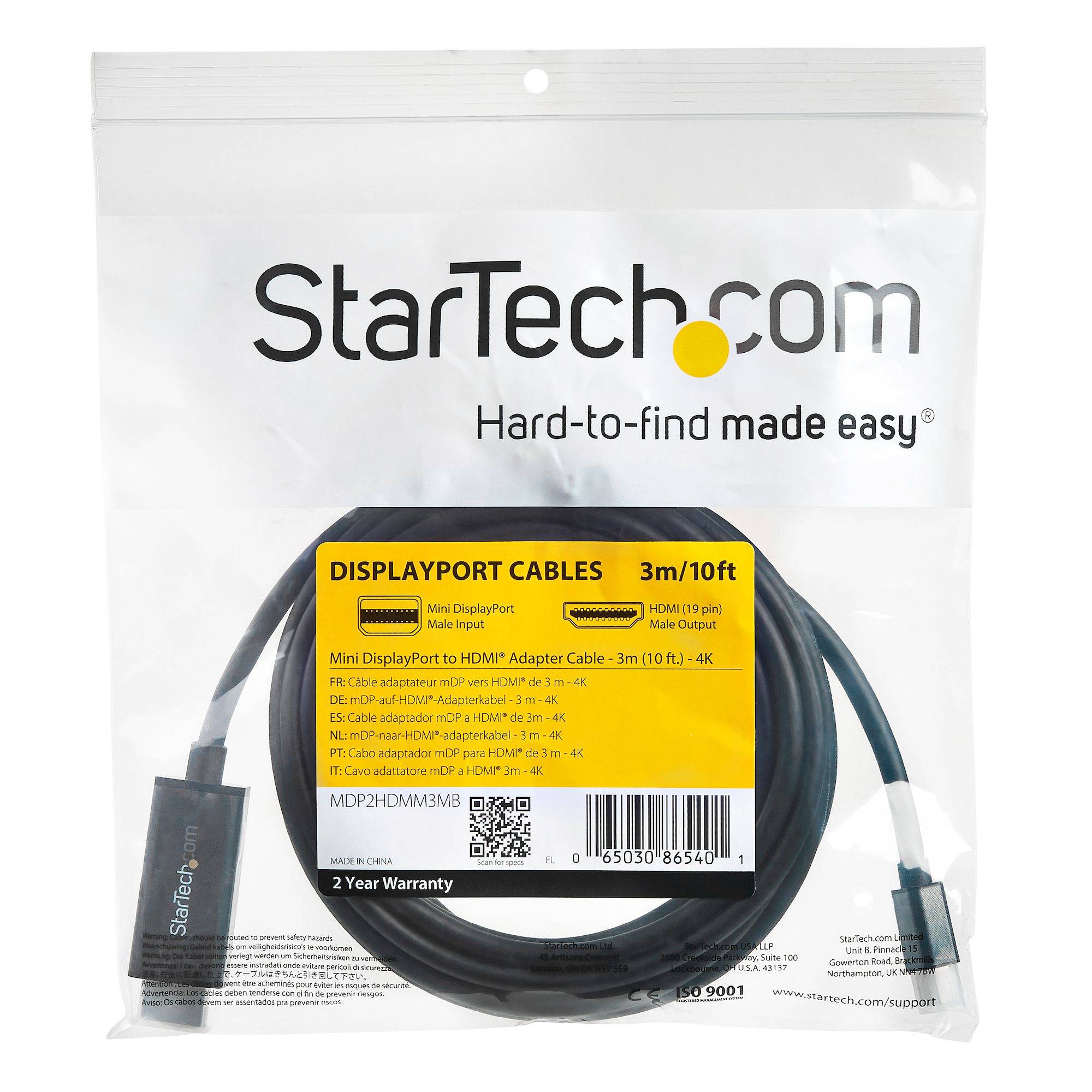 StarTech.com Mini DisplayPort naar HDMI adapterkabel 3 m 4K 30Hz