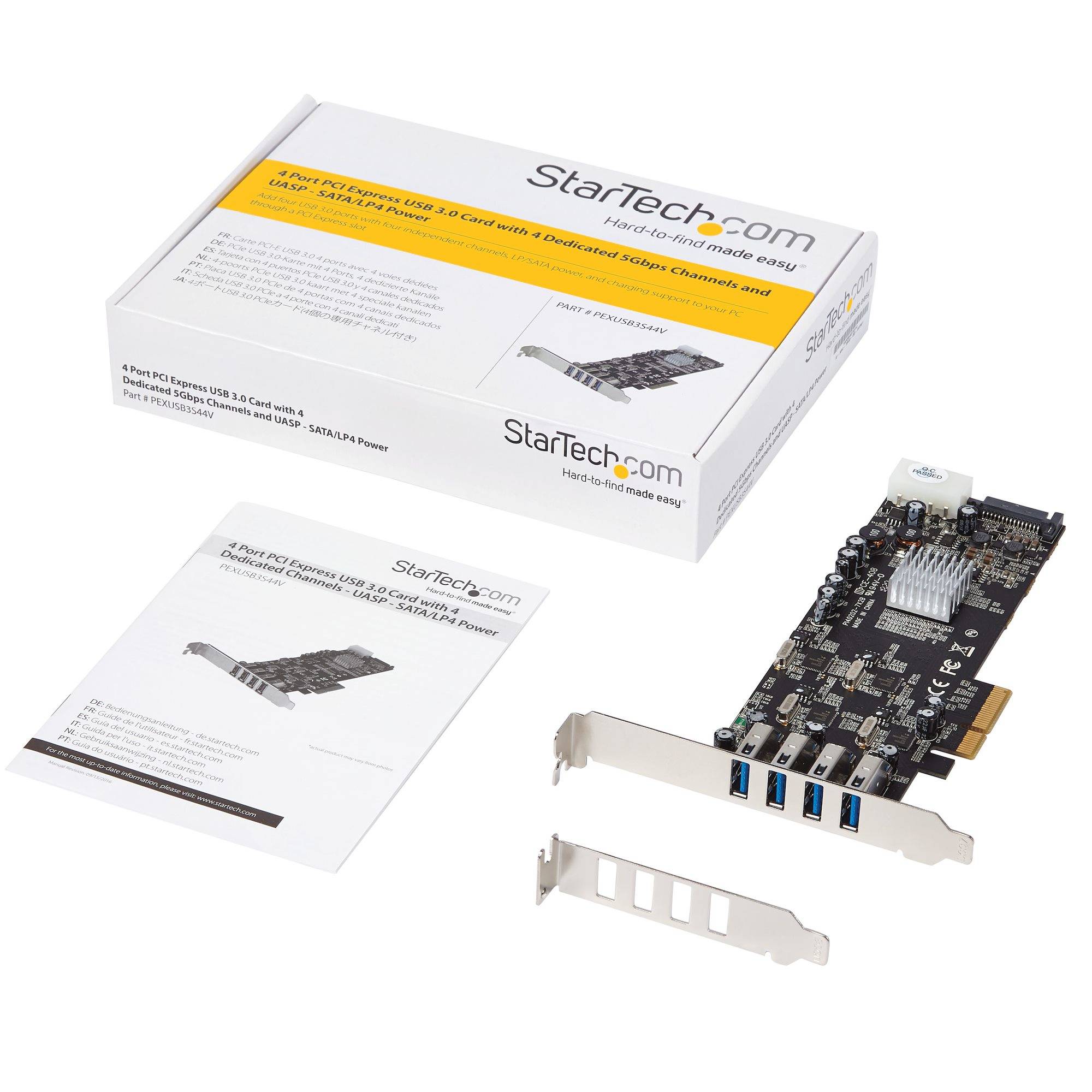 StarTech.com 4-poorts PCI Express (PCIe) SuperSpeed USB 3.0 kaartadapter met 4 speciale 5 Gbps kanalen UASP SATA/LP4-voeding