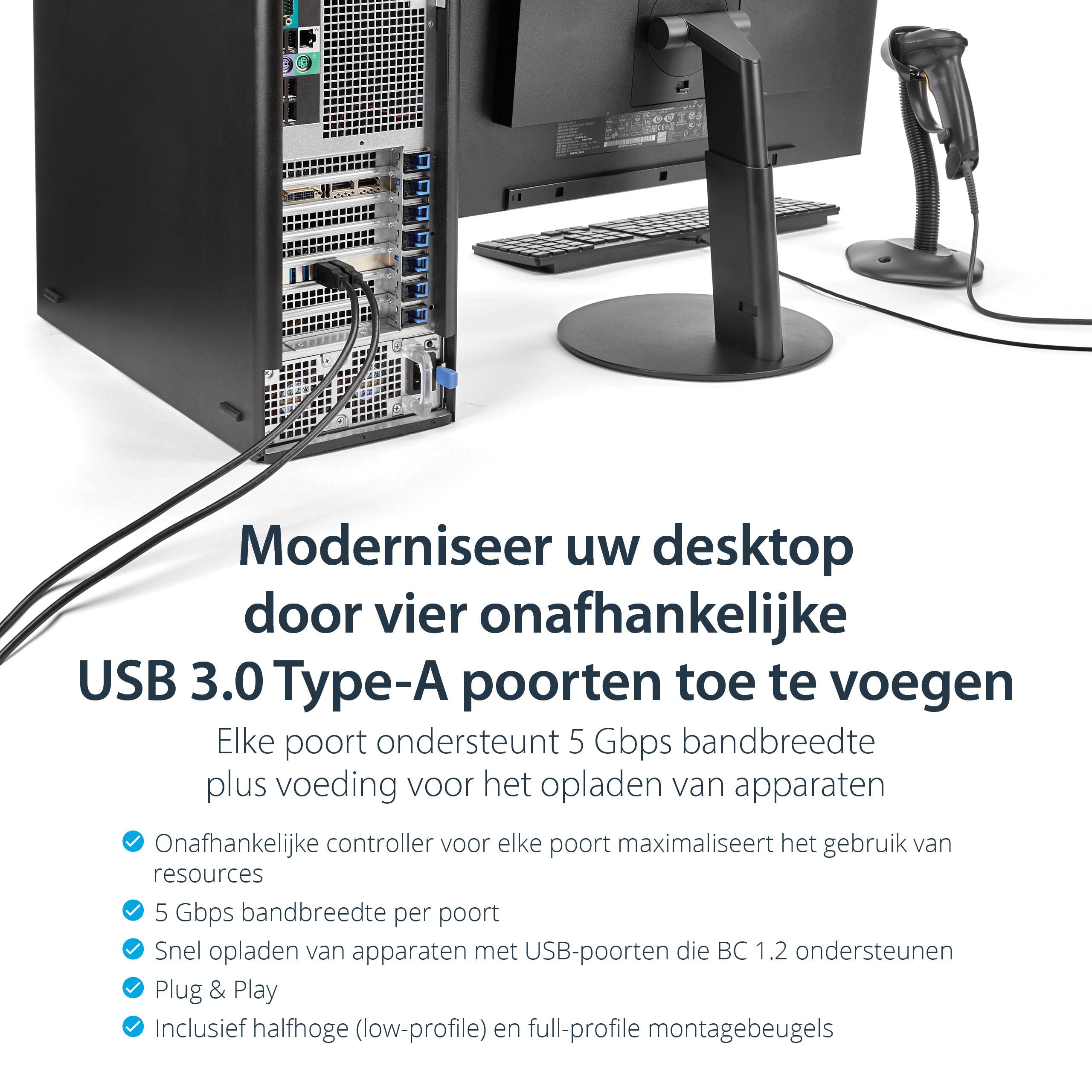 StarTech.com 4-poorts PCI Express (PCIe) SuperSpeed USB 3.0 kaartadapter met 4 speciale 5 Gbps kanalen UASP SATA/LP4-voeding