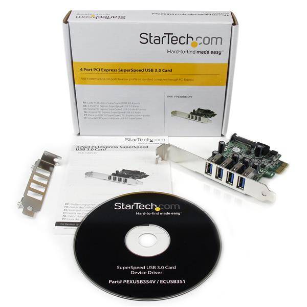 StarTech.com 4-poorts PCI Express PCIe SuperSpeed USB 3.0 controllerkaartadapter met UASP SATA-voeding