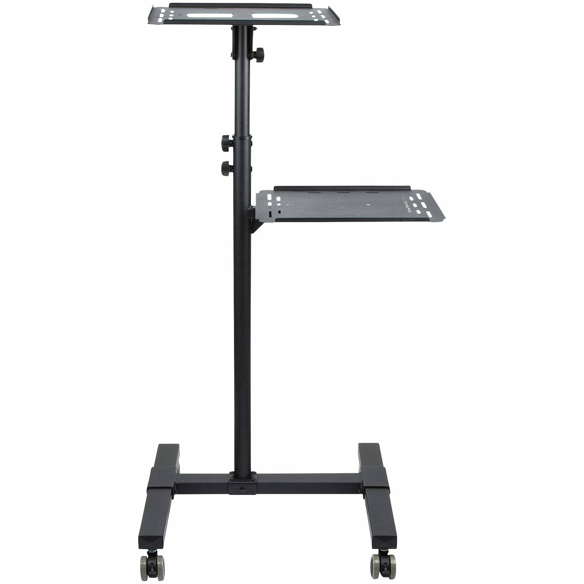 StarTech.com Beamertafel - Stevige Verrijdbare Laptop en Projectietafel (2x 10kg/schap) - Presentatiewagen/Computer Trolley/AV Projector Stand - In Hoogte Verstelbaar / Zwenkwielen met Rem
