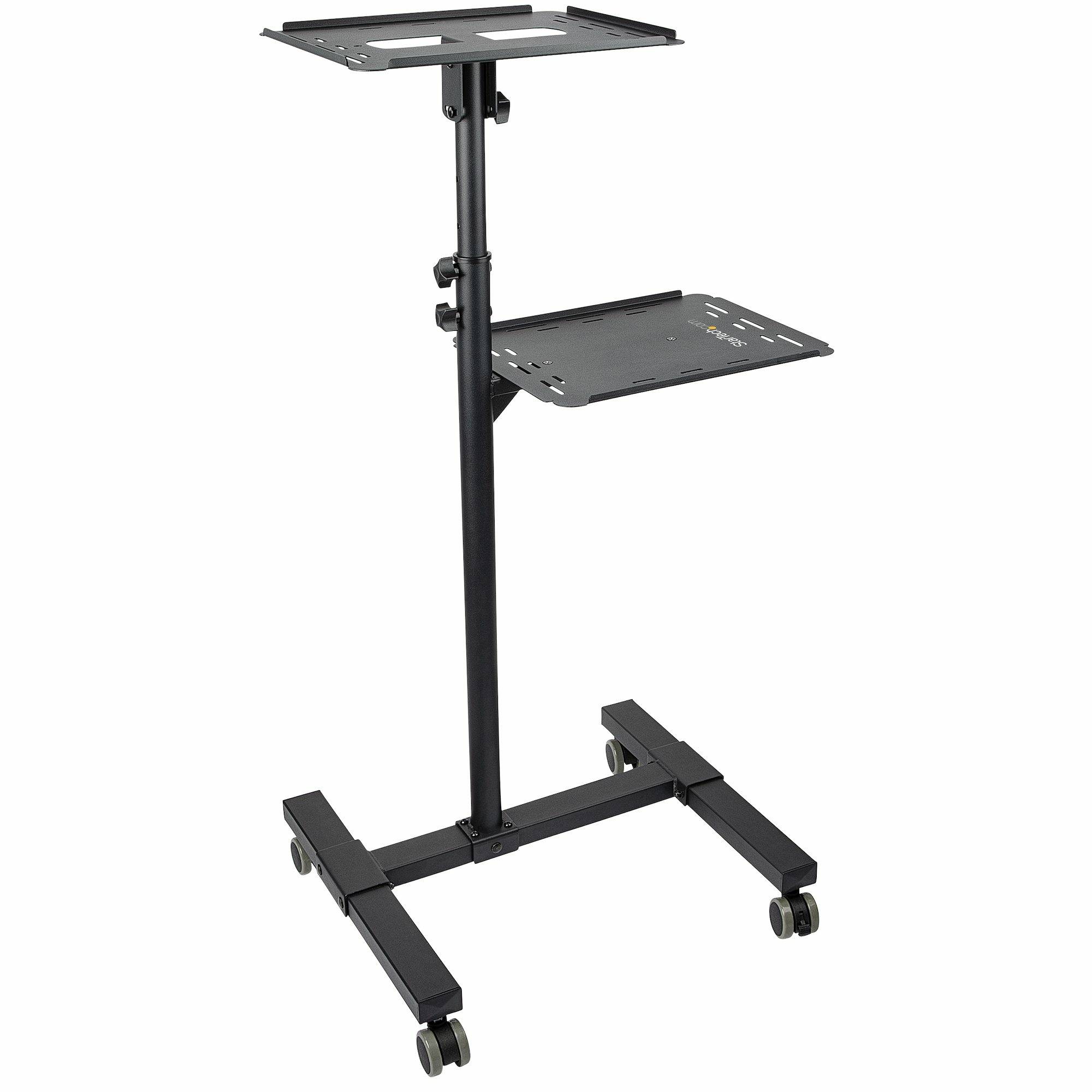 StarTech.com Beamertafel - Stevige Verrijdbare Laptop en Projectietafel (2x 10kg/schap) - Presentatiewagen/Computer Trolley/AV Projector Stand - In Hoogte Verstelbaar / Zwenkwielen met Rem