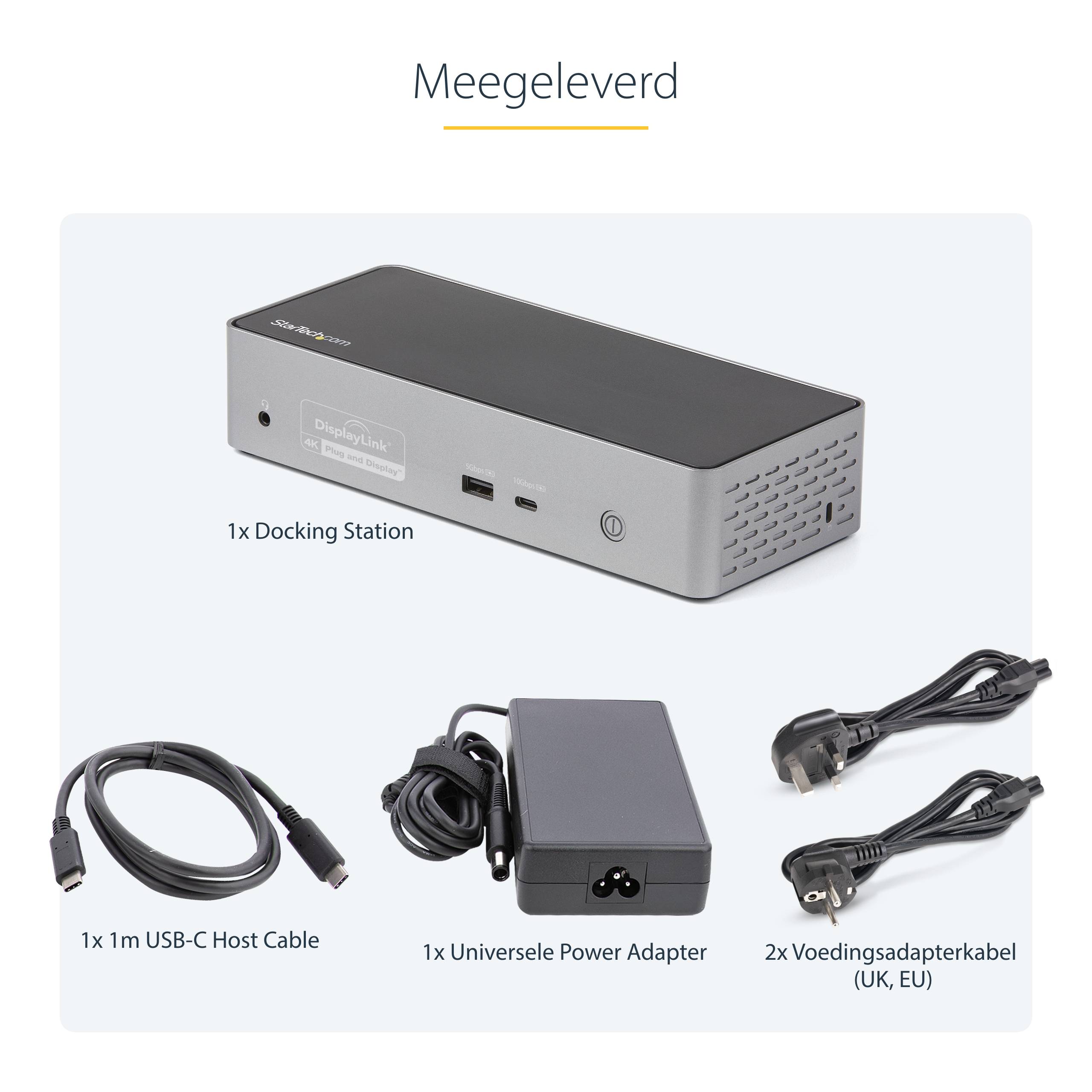 StarTech.com USB-C Dock, 4K 60Hz Quad Monitor DisplayPort & HDMI, Universeel USB Type-C Docking Station met 100W Power Delivery, USB Hub met 1x USB Type-C & 3x USB-A, Ethernet, Audio