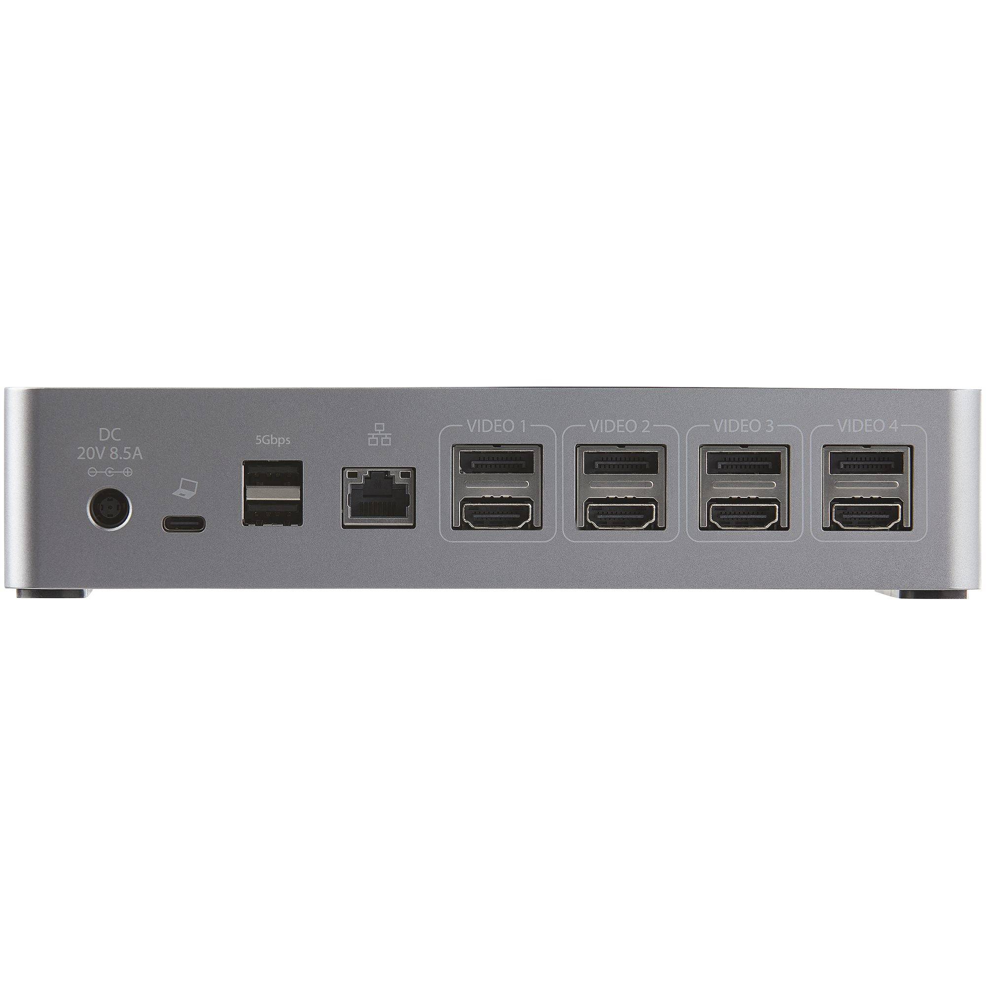 StarTech.com USB-C Dock, 4K 60Hz Quad Monitor DisplayPort & HDMI, Universeel USB Type-C Docking Station met 100W Power Delivery, USB Hub met 1x USB Type-C & 3x USB-A, Ethernet, Audio