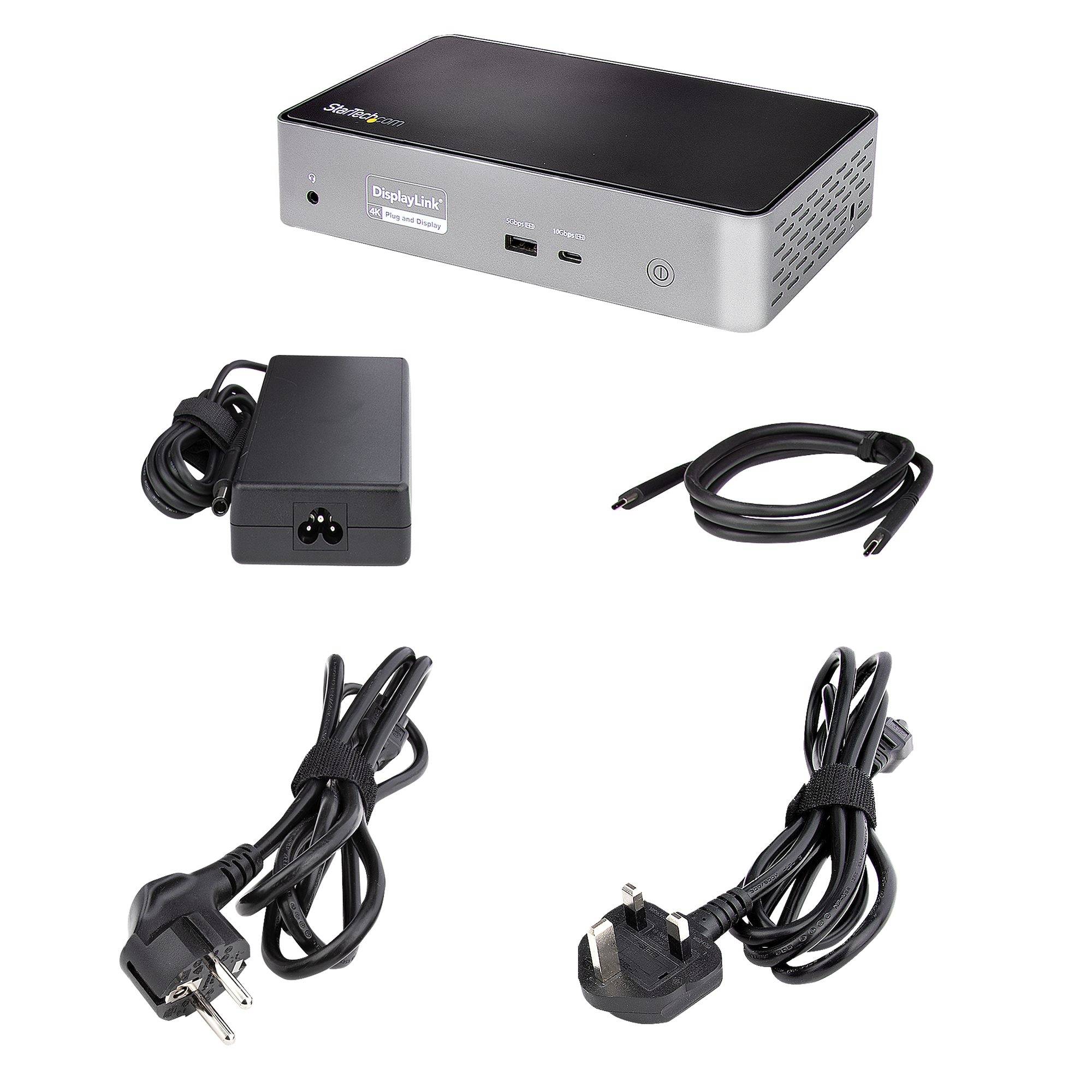 StarTech.com USB-C Dock, 4K 60Hz Quad Monitor DisplayPort & HDMI, Universeel USB Type-C Docking Station met 100W Power Delivery, USB Hub met 1x USB Type-C & 3x USB-A, Ethernet, Audio