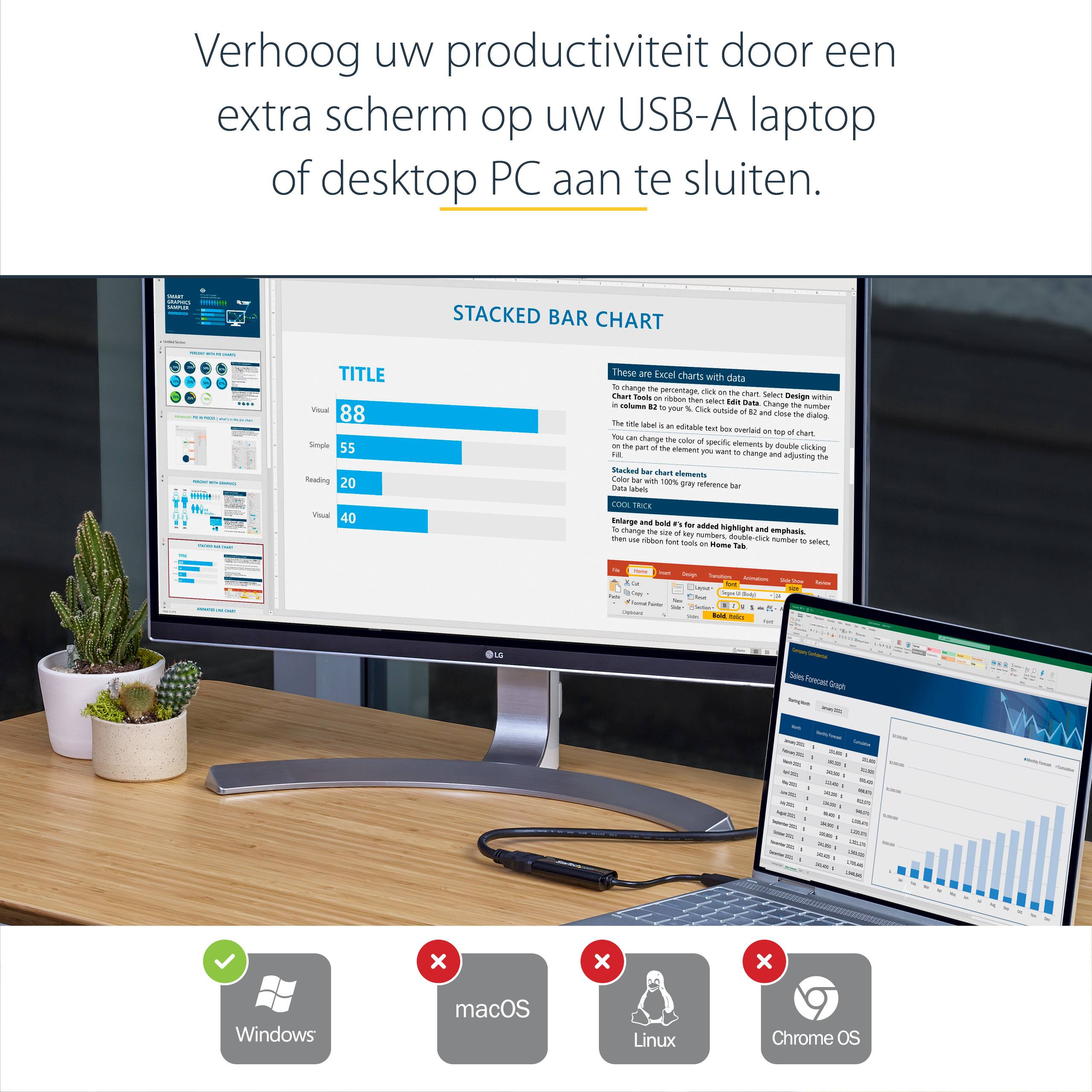 StarTech.com USB 3.0 naar HDMI Adapter - 1080p (1920x1200) - Compacte USB Type-A naar HDMI Display Adapter Converter voor Extra Monitor - Externe Video & Grafische Kaart - Zwart - Enkel Windows