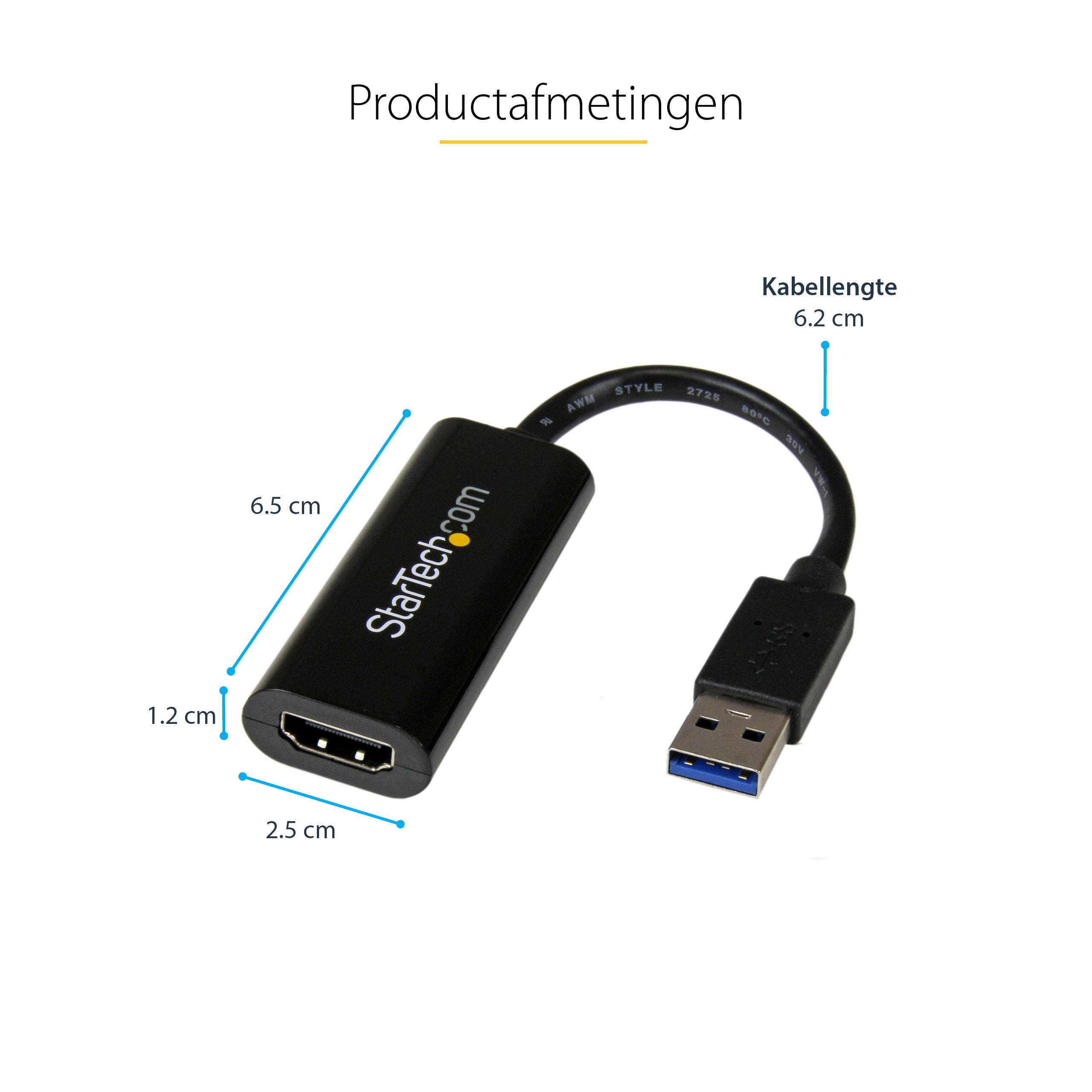 StarTech.com USB 3.0 naar HDMI Adapter - 1080p (1920x1200) - Compacte USB Type-A naar HDMI Display Adapter Converter voor Extra Monitor - Externe Video & Grafische Kaart - Zwart - Enkel Windows