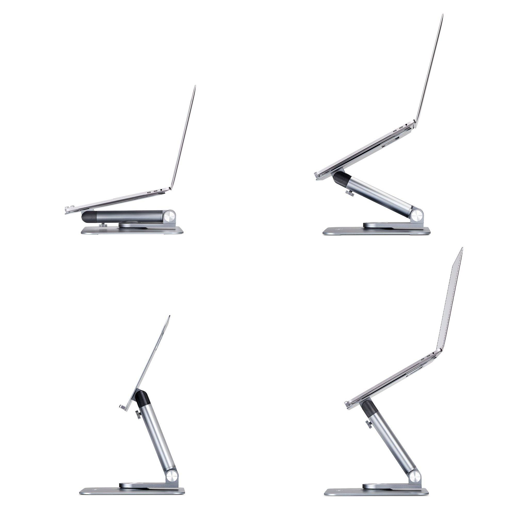StarTech.com Telescopische Laptopstandaard, 360 Roterende Voet, Draaibare Laptophouder voor Bureau, In Hoogte Verstelbaar & Kantelbaar, Max 5kg, Aluminium