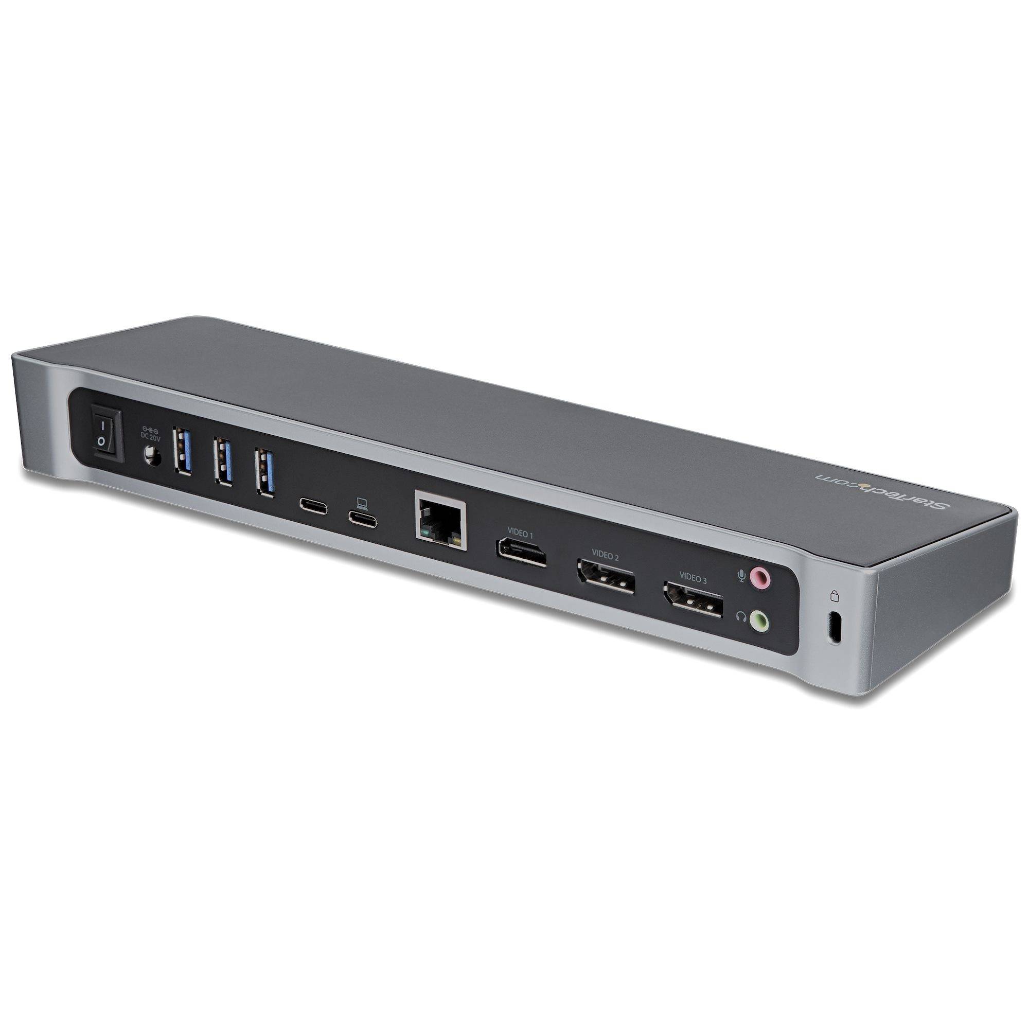StarTech.com 4K USB-C Dock, Triple UHD 4K Monitor Docking Station, Mac & Windows, USB C to HDMI & DisplayPort, 100W Power Delivery, 5x USB 5Gbps Hub