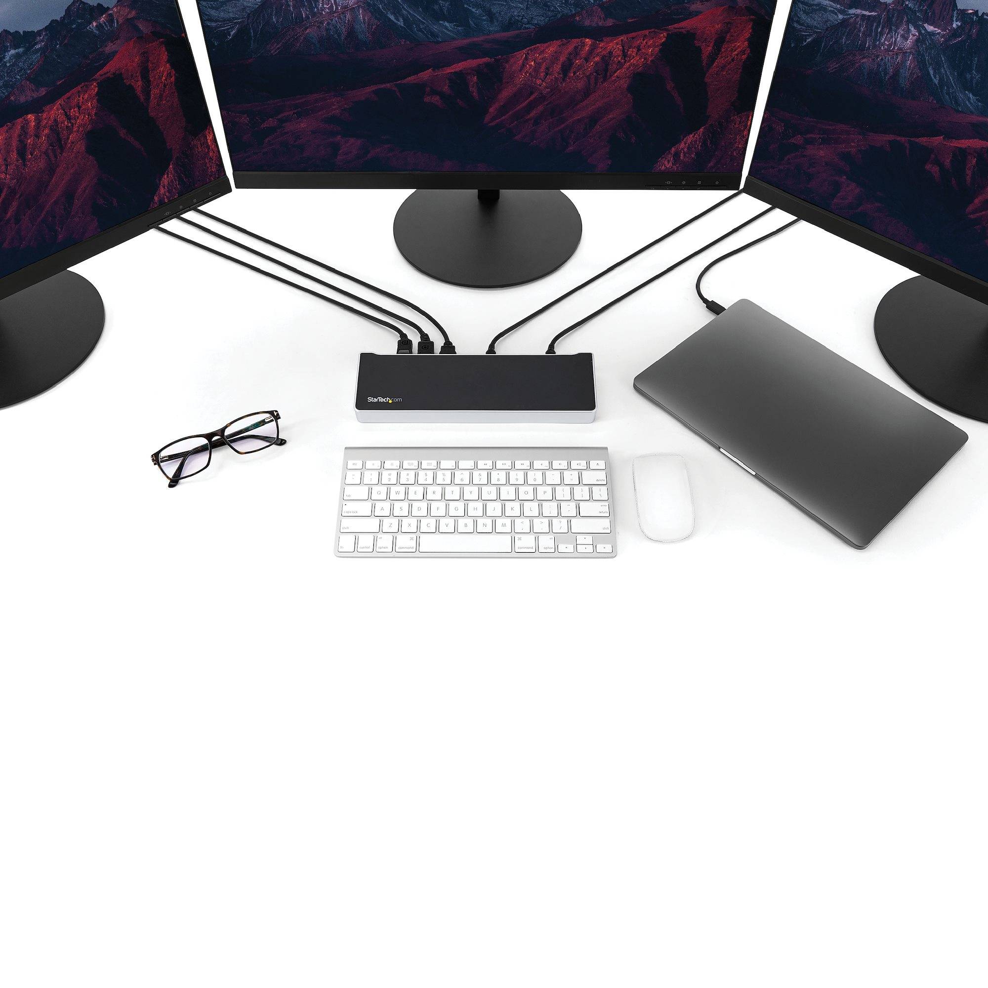 StarTech.com 4K USB-C Dock, Triple UHD 4K Monitor Docking Station, Mac & Windows, USB C to HDMI & DisplayPort, 60W Power Delivery, 5x USB 5Gbps Hub