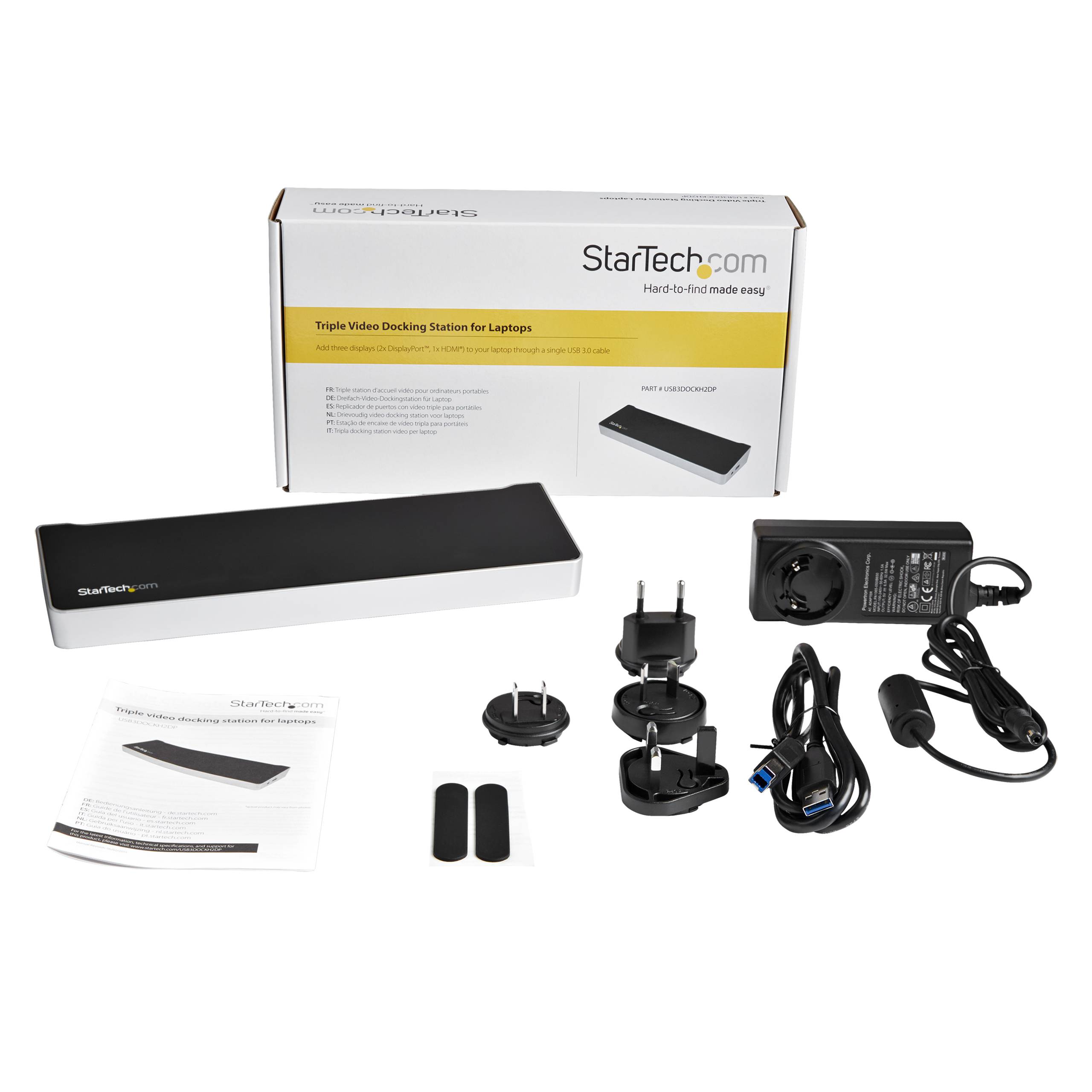 StarTech.com Triple Monitor USB 3.0 Docking Station met 2x 4K DisplayPort & HDMI - 5 Port USB-A Hub (1x Fast-Charge), 3.5mm Audio, GbE - USB Type A Universeel Laptop Dock voor MacOS / Windows