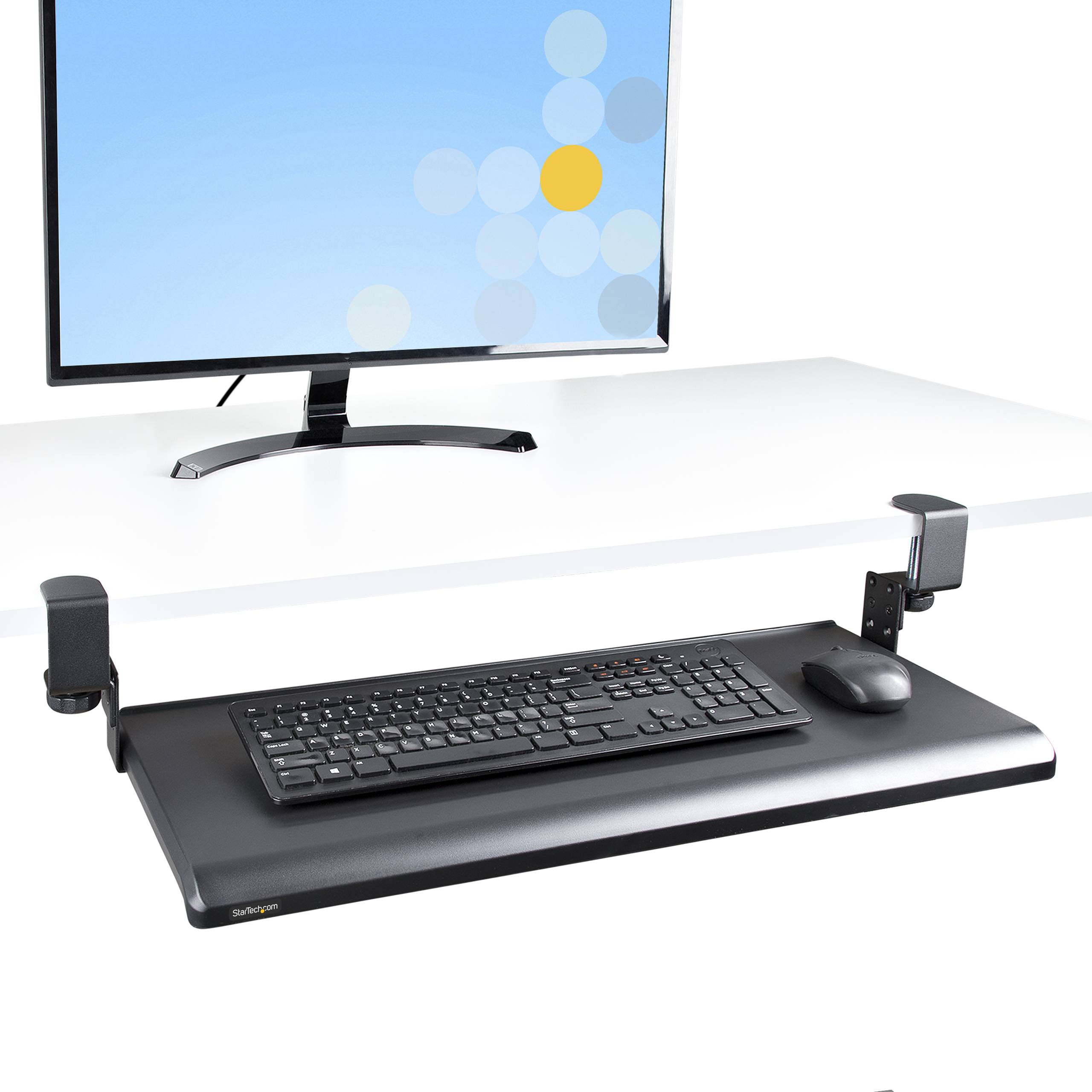 StarTech.com Uitschuifbare Toetsenbordlade voor onder Bureaublad, Ergonomische Keyboard Tray met Bureauklem, Tot 12kg, Uittrekbare Plank voor Toetsenbord/Muis, In Hoogte Verstelbaar (10/12/14cm)