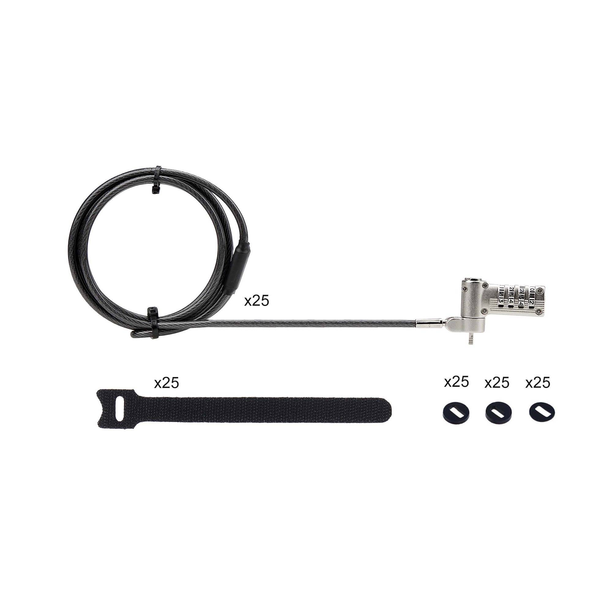 StarTech.com 2m Universeel Laptop Kabelslot, Security Kabel met Vooraf Ingesteld Combinatieslot, Compatibel met Noble Wedge&reg;/Nano/K-Slot, Cijferslot zonder Sleutel, TAA