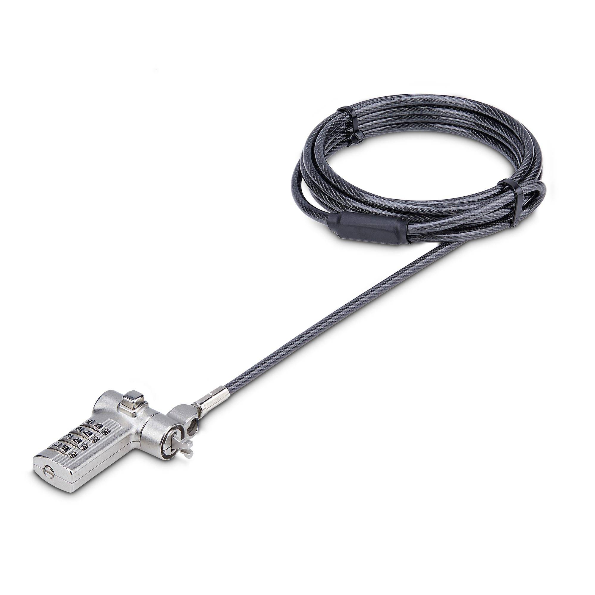 StarTech.com 2m Universeel Laptop Kabelslot, Security Kabel met Vooraf Ingesteld Combinatieslot, Compatibel met Noble Wedge&reg;/Nano/K-Slot, Cijferslot zonder Sleutel, TAA