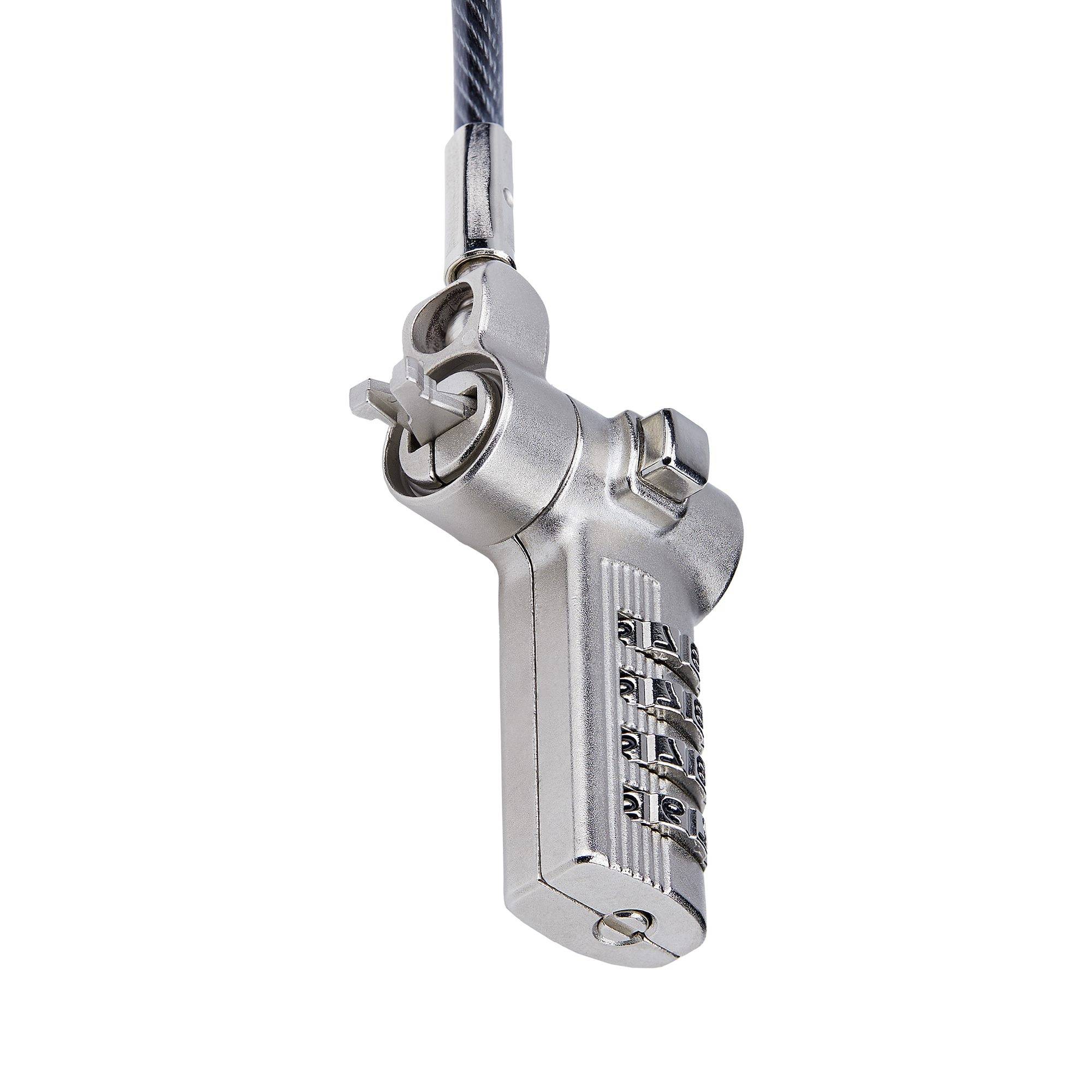 StarTech.com 2m Universeel Laptop Kabelslot, Security Kabel met Vooraf Ingesteld Combinatieslot, Compatibel met Noble Wedge&reg;/Nano/K-Slot, Cijferslot zonder Sleutel, TAA