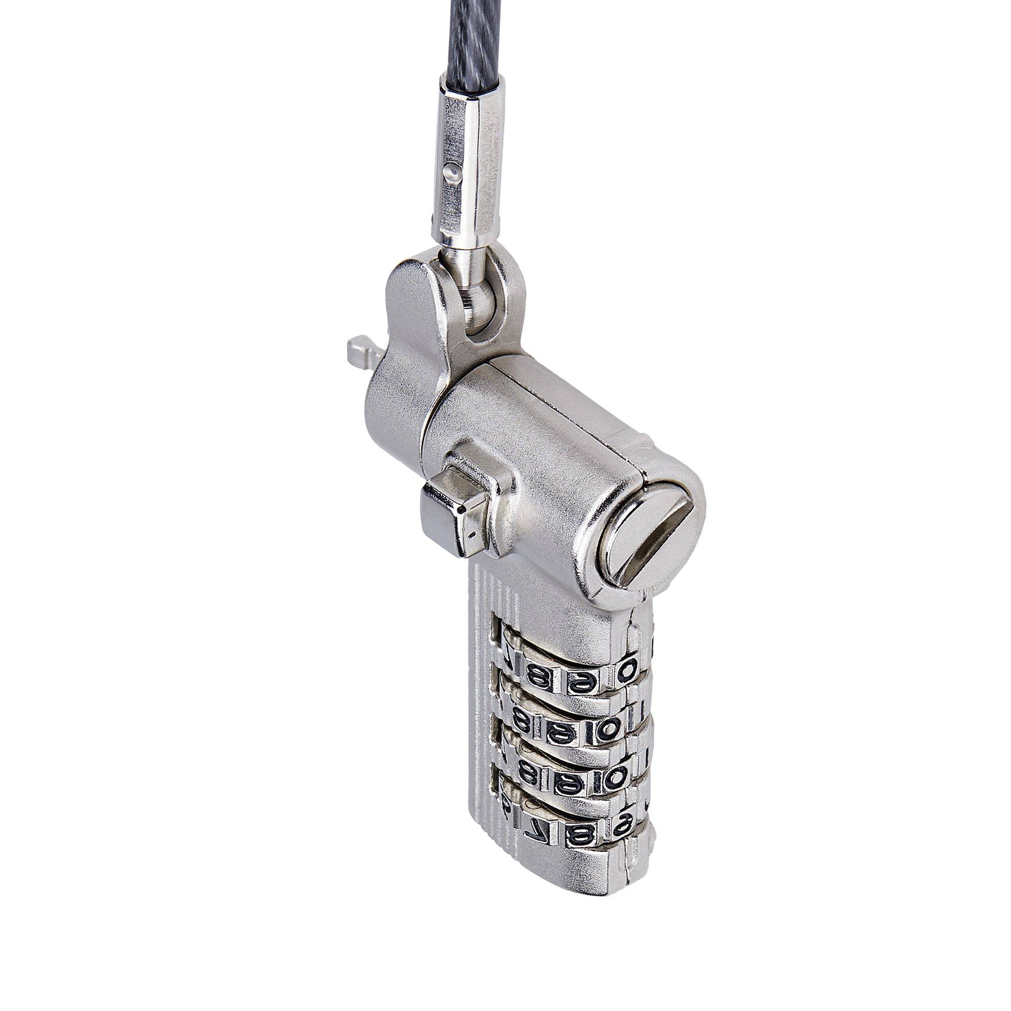 StarTech.com 2m Universeel Laptop Kabelslot, Security Kabel met Vooraf Ingesteld Combinatieslot, Compatibel met Noble Wedge&reg;/Nano/K-Slot, Cijferslot zonder Sleutel, TAA