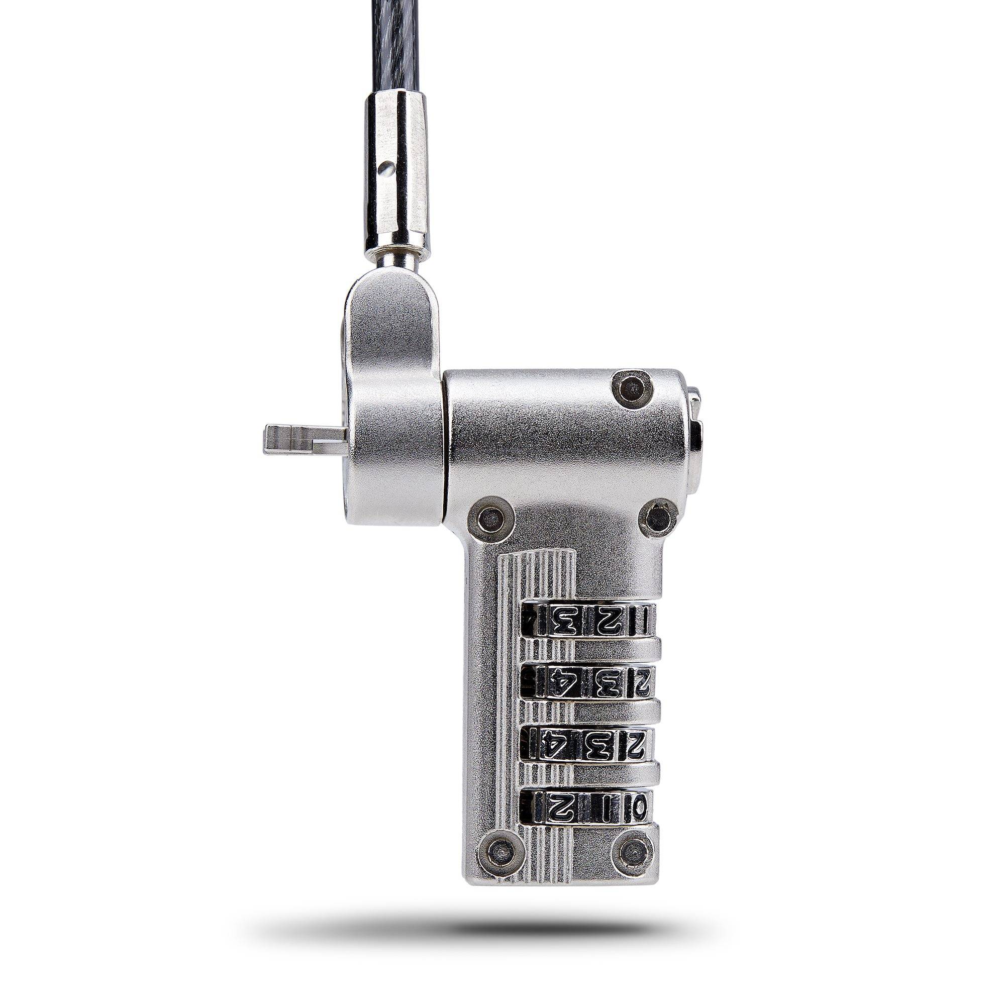 StarTech.com 2m Universeel Laptop Kabelslot, Security Kabel met Vooraf Ingesteld Combinatieslot, Compatibel met Noble Wedge&reg;/Nano/K-Slot, Cijferslot zonder Sleutel, TAA