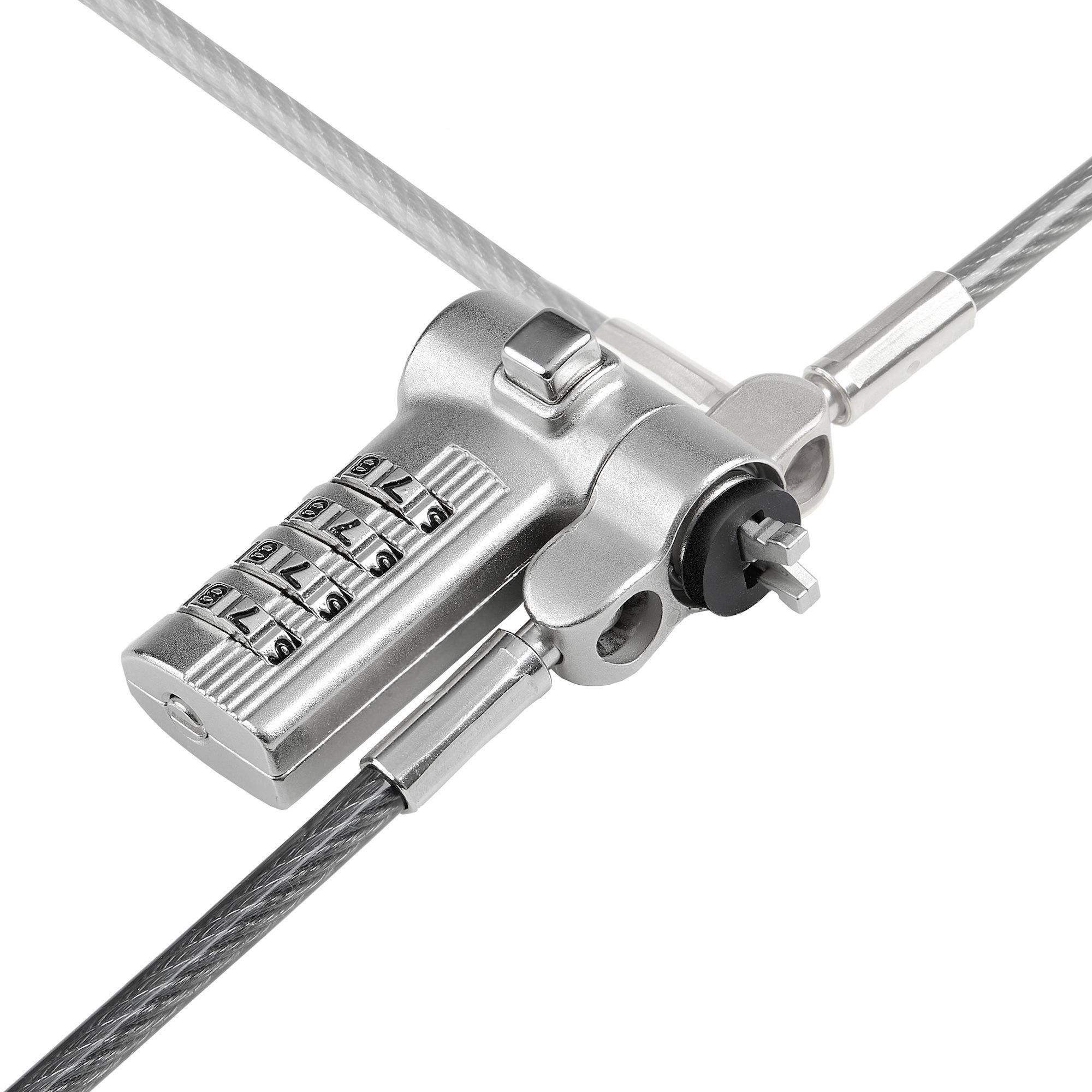 StarTech.com 2m Universeel Laptop Kabelslot, Security Kabel met Vooraf Ingesteld Combinatieslot, Compatibel met Noble Wedge&reg;/Nano/K-Slot, Cijferslot zonder Sleutel, TAA