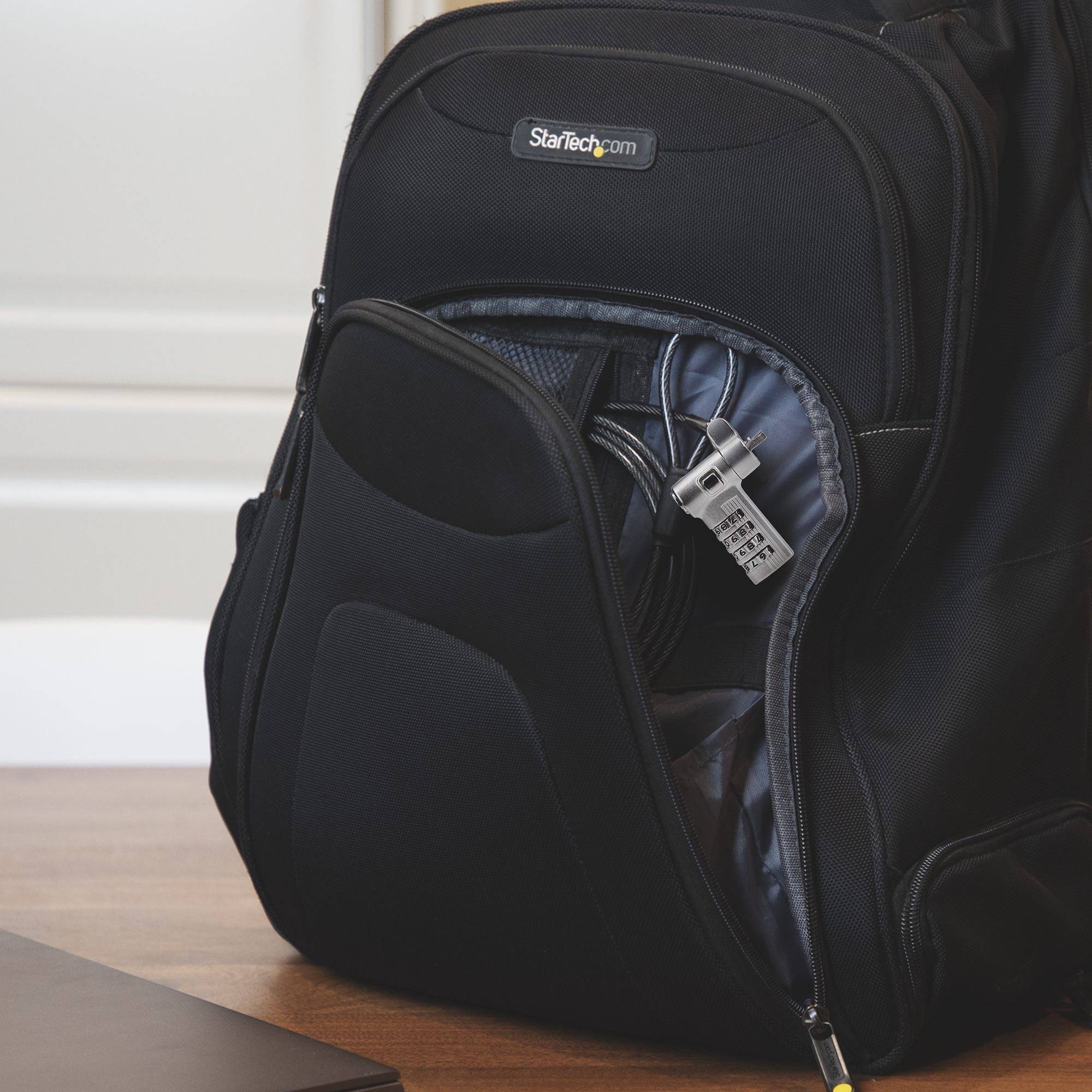 StarTech.com 2m Universeel Laptop Kabelslot, Security Kabel met Vooraf Ingesteld Combinatieslot, Compatibel met Noble Wedge&reg;/Nano/K-Slot, Cijferslot zonder Sleutel, TAA