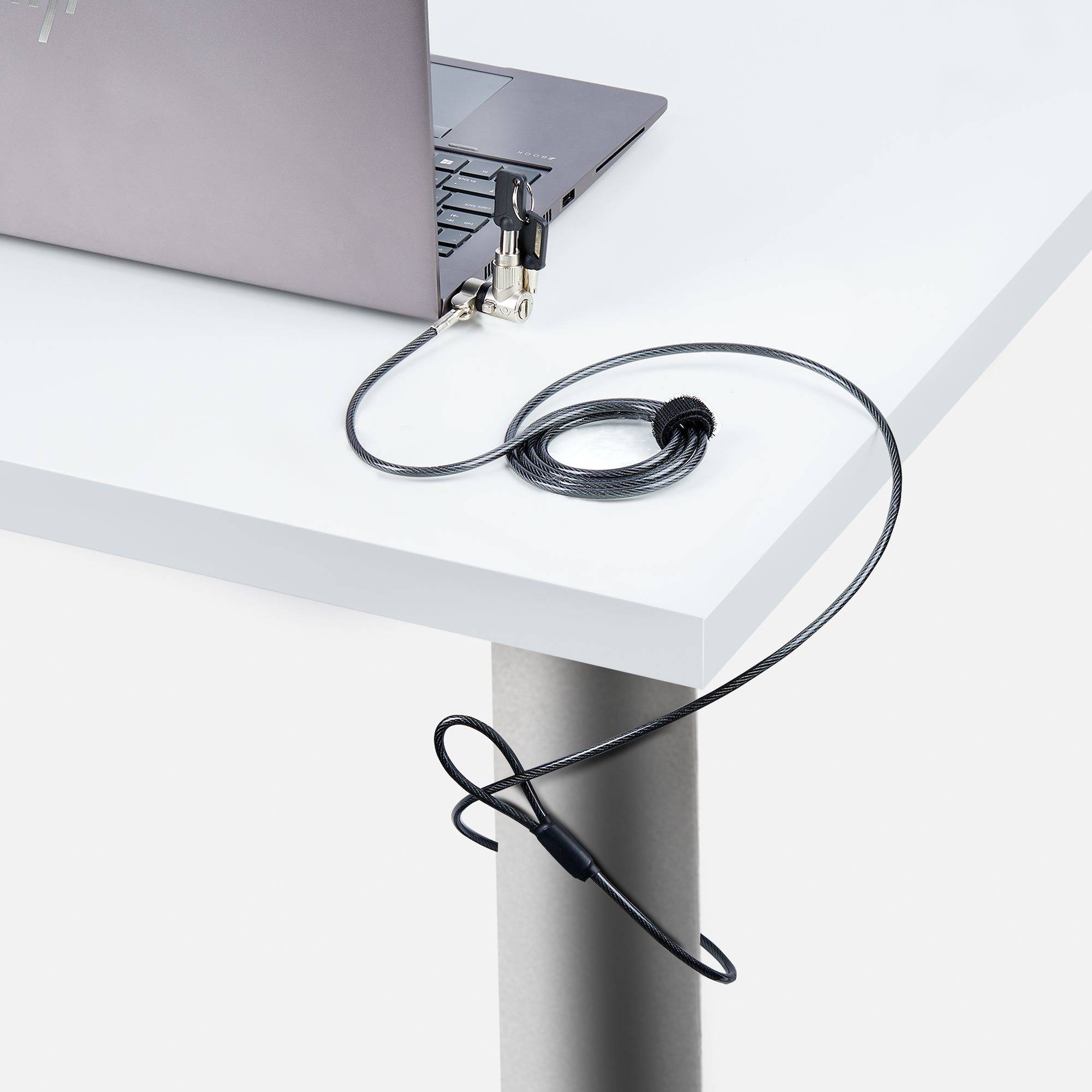 StarTech.com 2m Universeel Laptop Kabelslot, Anti-diefstal Kabelslot, Security Kabel voor Notebook Compatibel met Noble Wedge&reg;/Nano/K-Slot, Snijbestendig, Stalen Beveiligingskabel voor Laptop met Sleutel