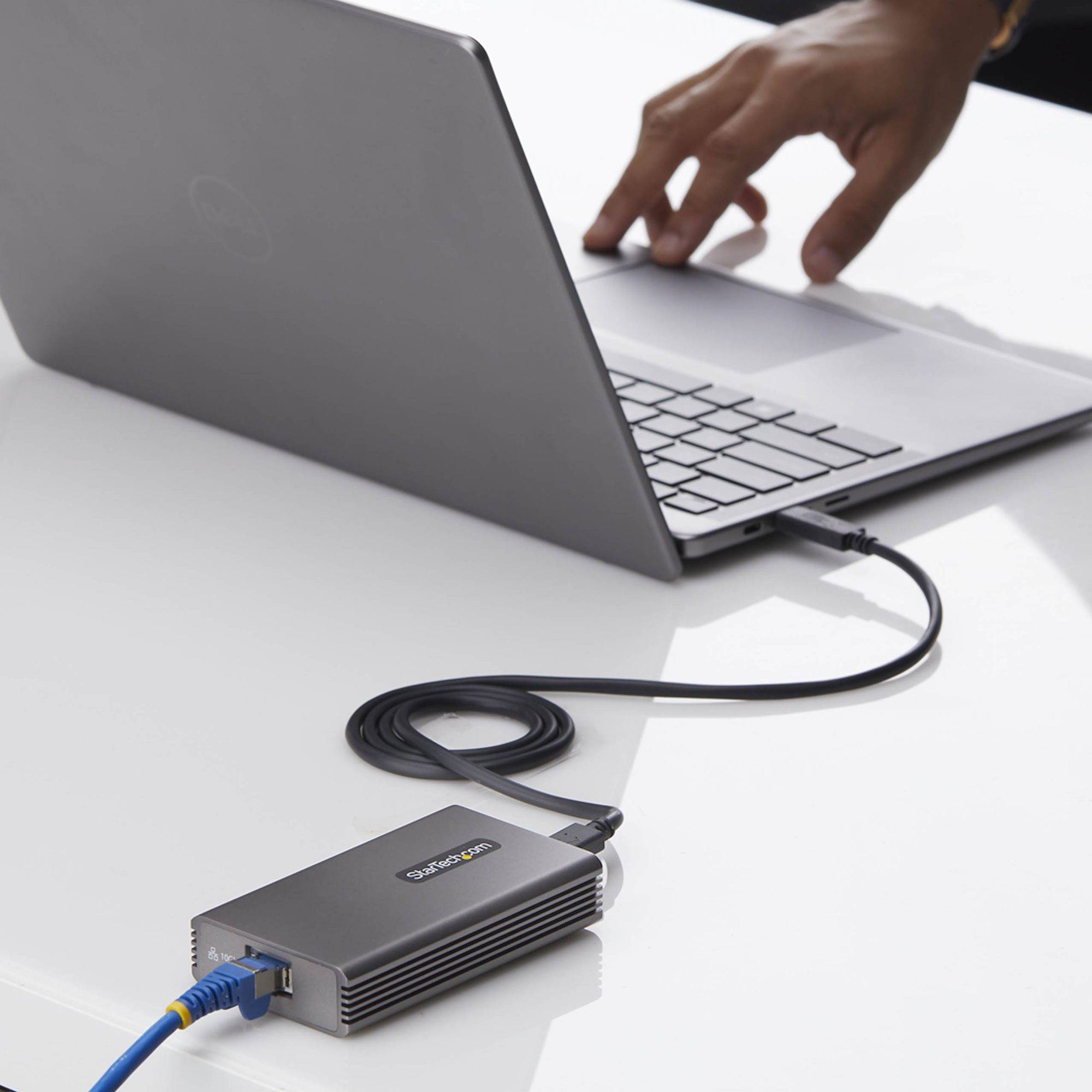 StarTech.com USB4 naar Ethernet Adapter, 10GbE, Multi-Gigabit, Thunderbolt Compatibel, 10GBASE-T/5G/2.5G NIC, 10G LAN Adapter, 0,5m USB4 Kabel, Win/Mac, TAA