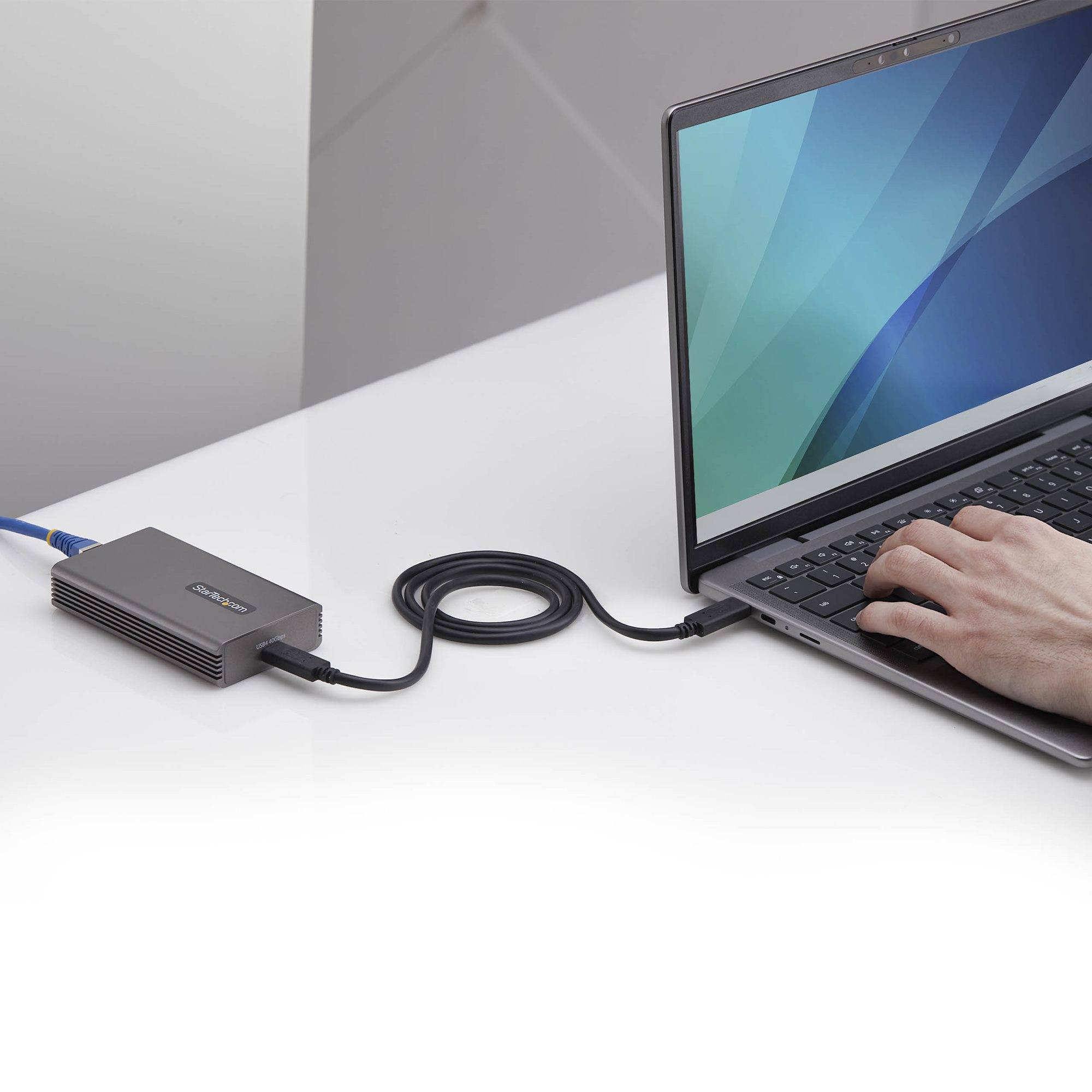 StarTech.com USB4 naar Ethernet Adapter, 10GbE, Multi-Gigabit, Thunderbolt Compatibel, 10GBASE-T/5G/2.5G NIC, 10G LAN Adapter, 0,5m USB4 Kabel, Win/Mac, TAA