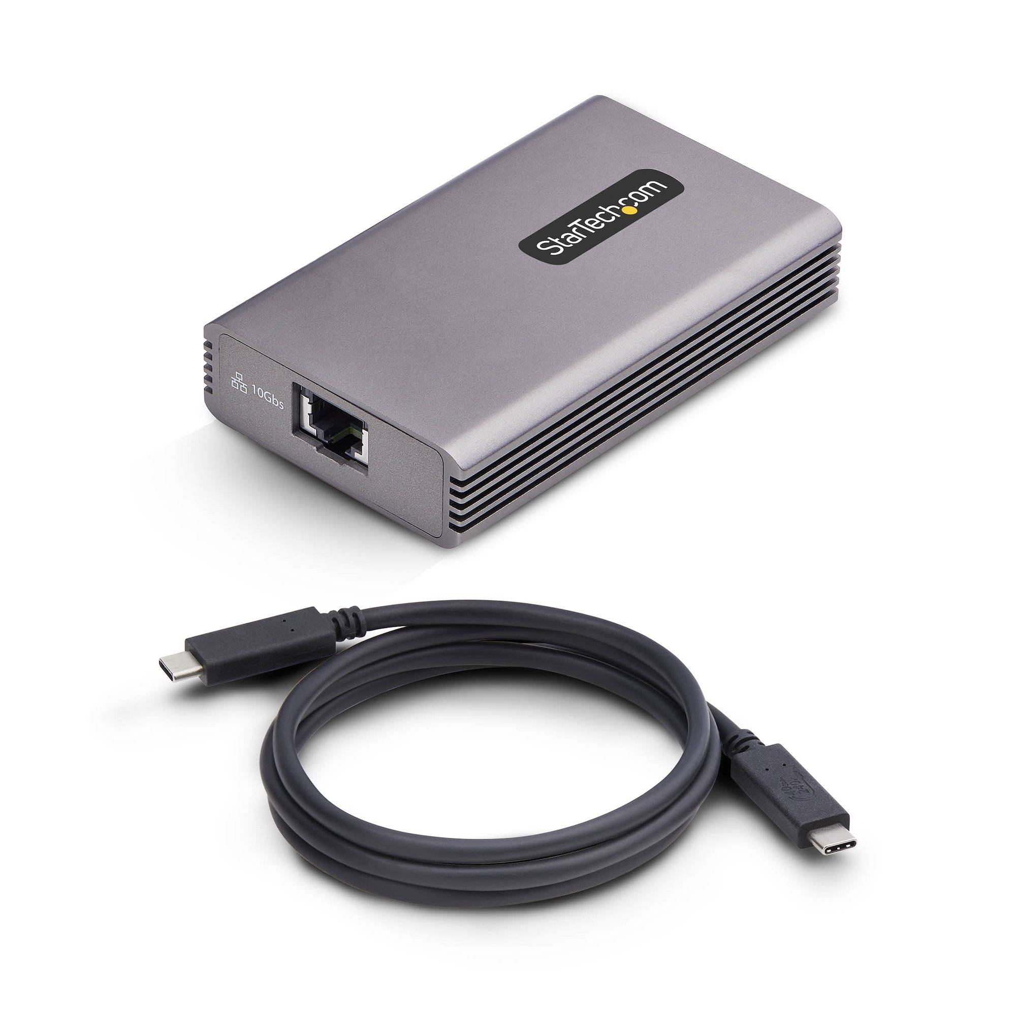 StarTech.com USB4 naar Ethernet Adapter, 10GbE, Multi-Gigabit, Thunderbolt Compatibel, 10GBASE-T/5G/2.5G NIC, 10G LAN Adapter, 0,5m USB4 Kabel, Win/Mac, TAA