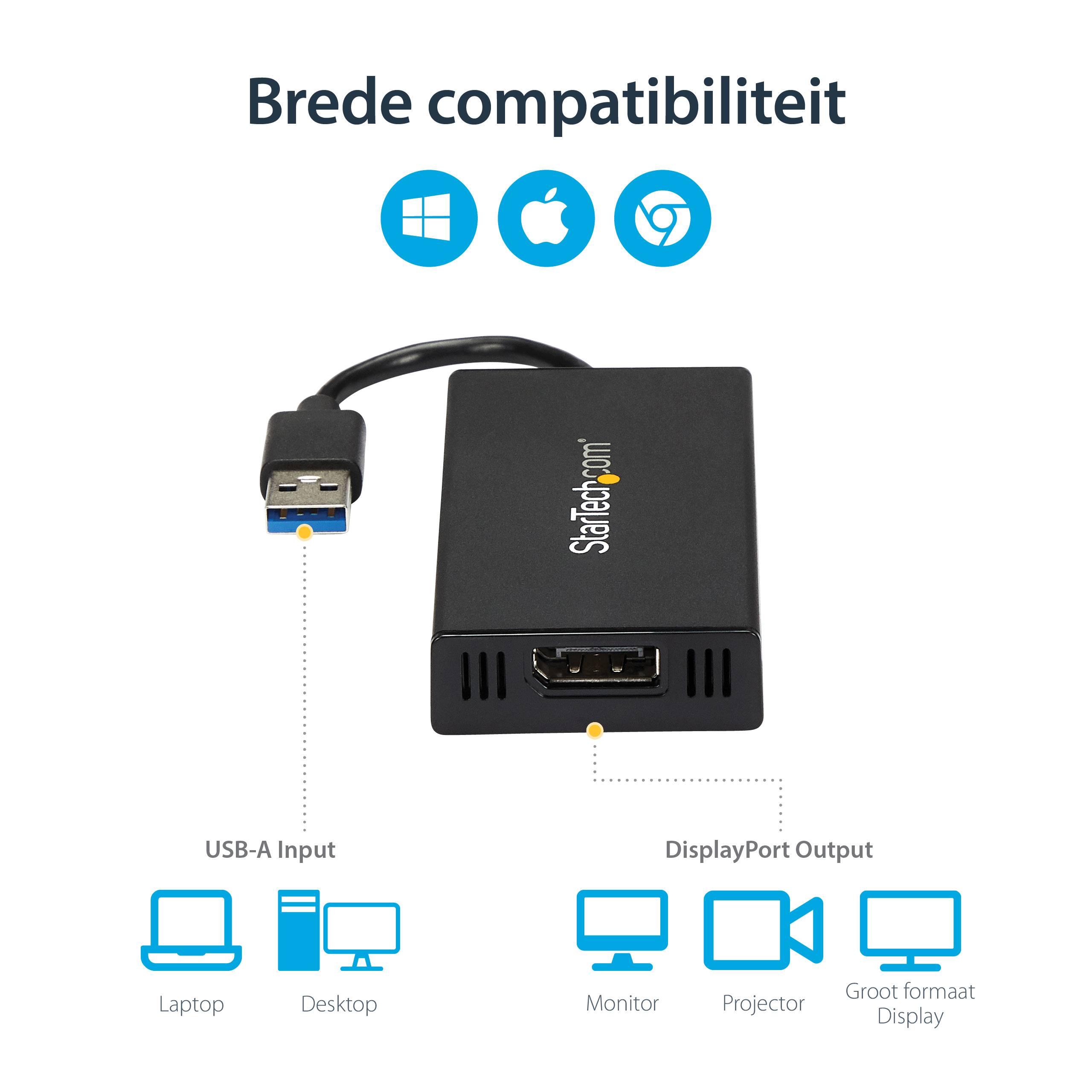 StarTech.com USB 3.0 naar 4K DisplayPort externe Multi-Monitor grafische videoadapter – DisplayLink gecertificeerd – Ultra HD 4K