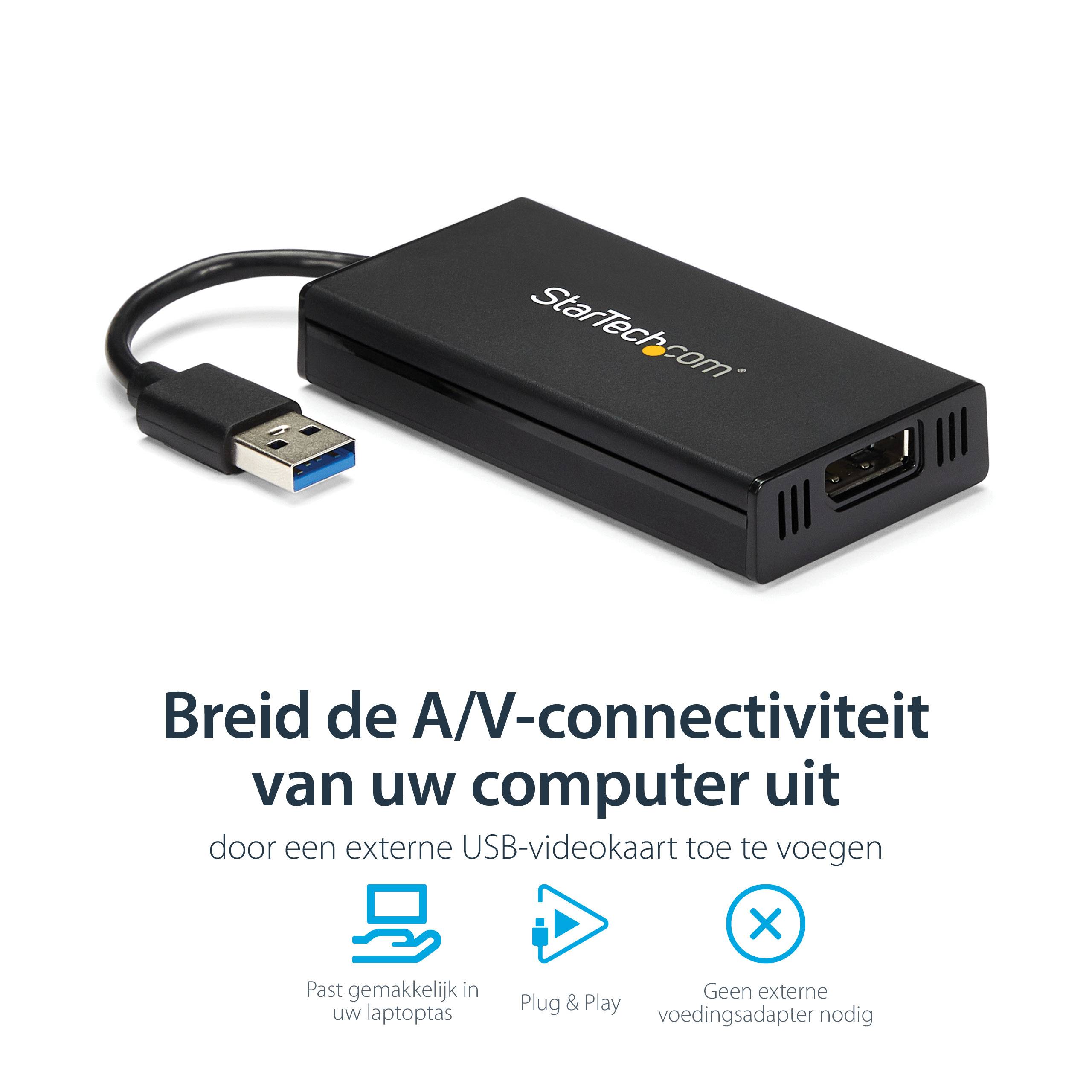 StarTech.com USB 3.0 naar 4K DisplayPort externe Multi-Monitor grafische videoadapter – DisplayLink gecertificeerd – Ultra HD 4K