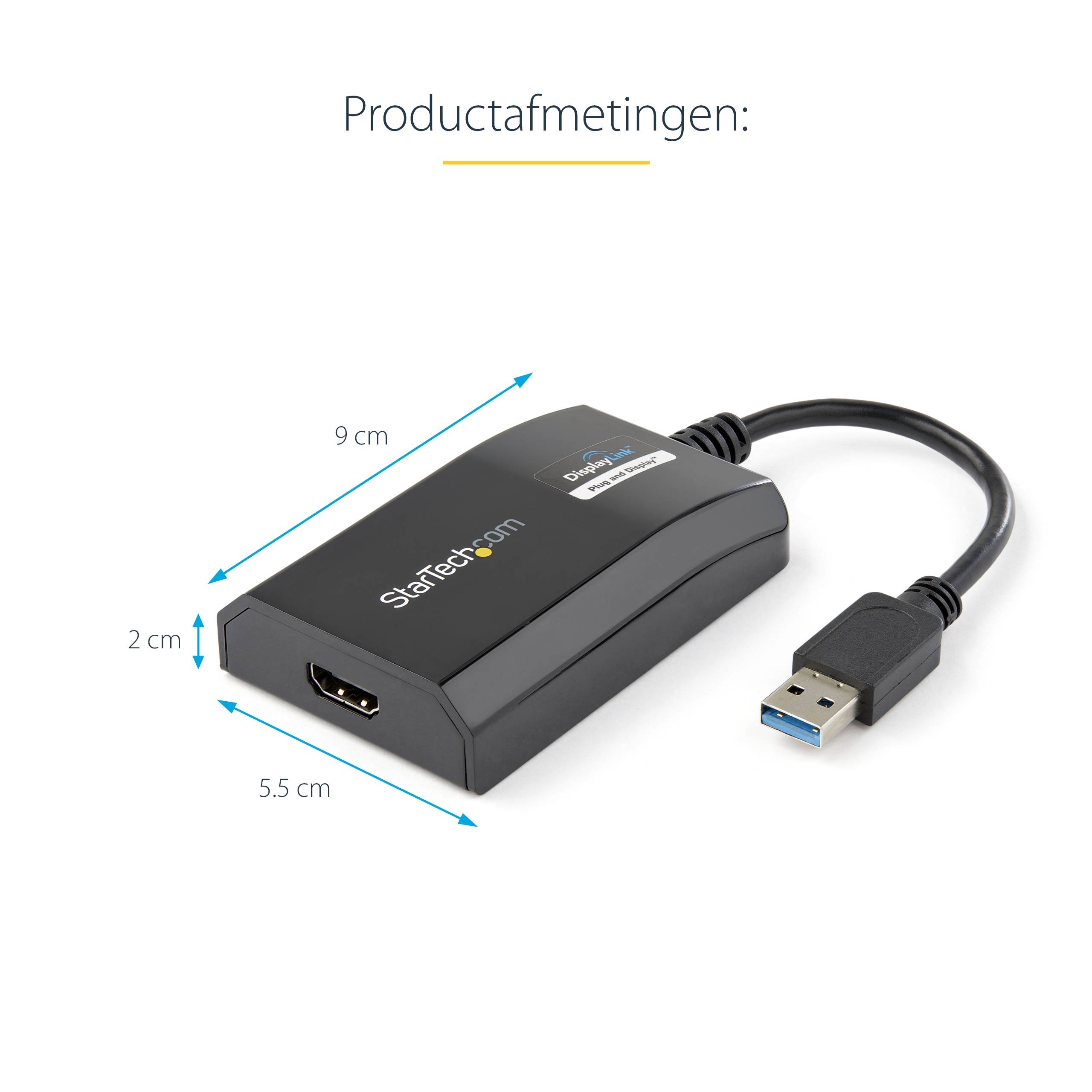StarTech.com USB 3.0-naar-HDMI externe Multi-Monitor grafische videoadapter voor Mac & pc – DisplayLink gecertificeerd – HD 1080p