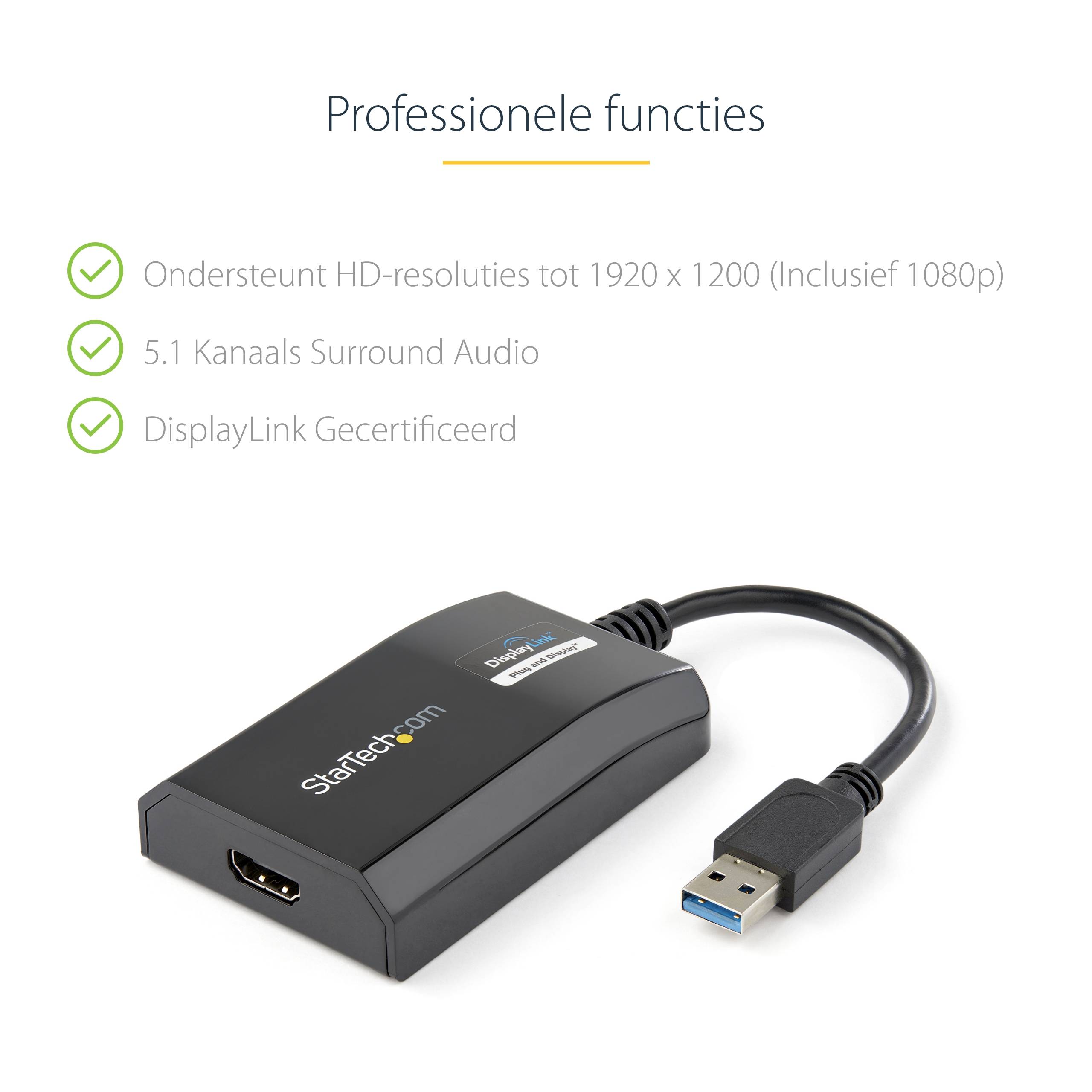 StarTech.com USB 3.0-naar-HDMI externe Multi-Monitor grafische videoadapter voor Mac & pc – DisplayLink gecertificeerd – HD 1080p